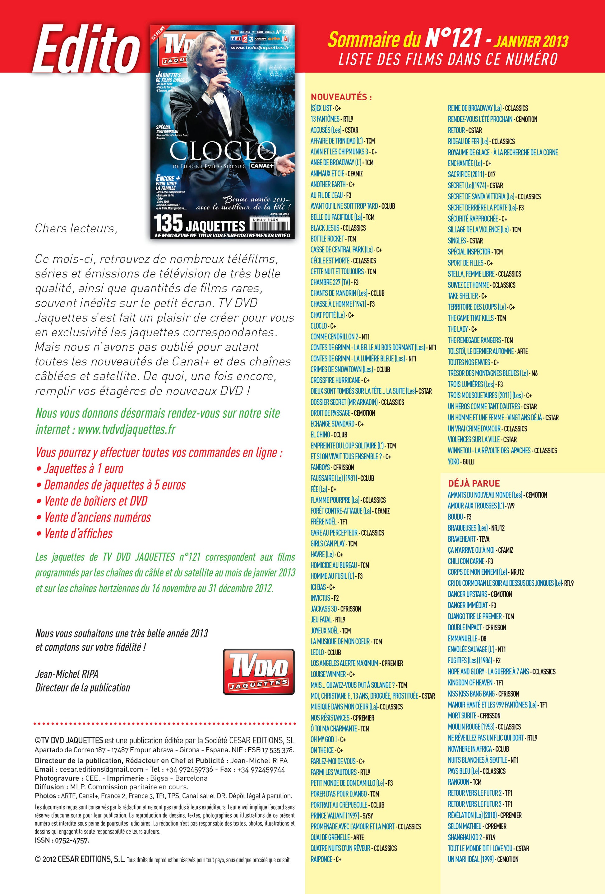 TV DVD JAQUETTE N°121