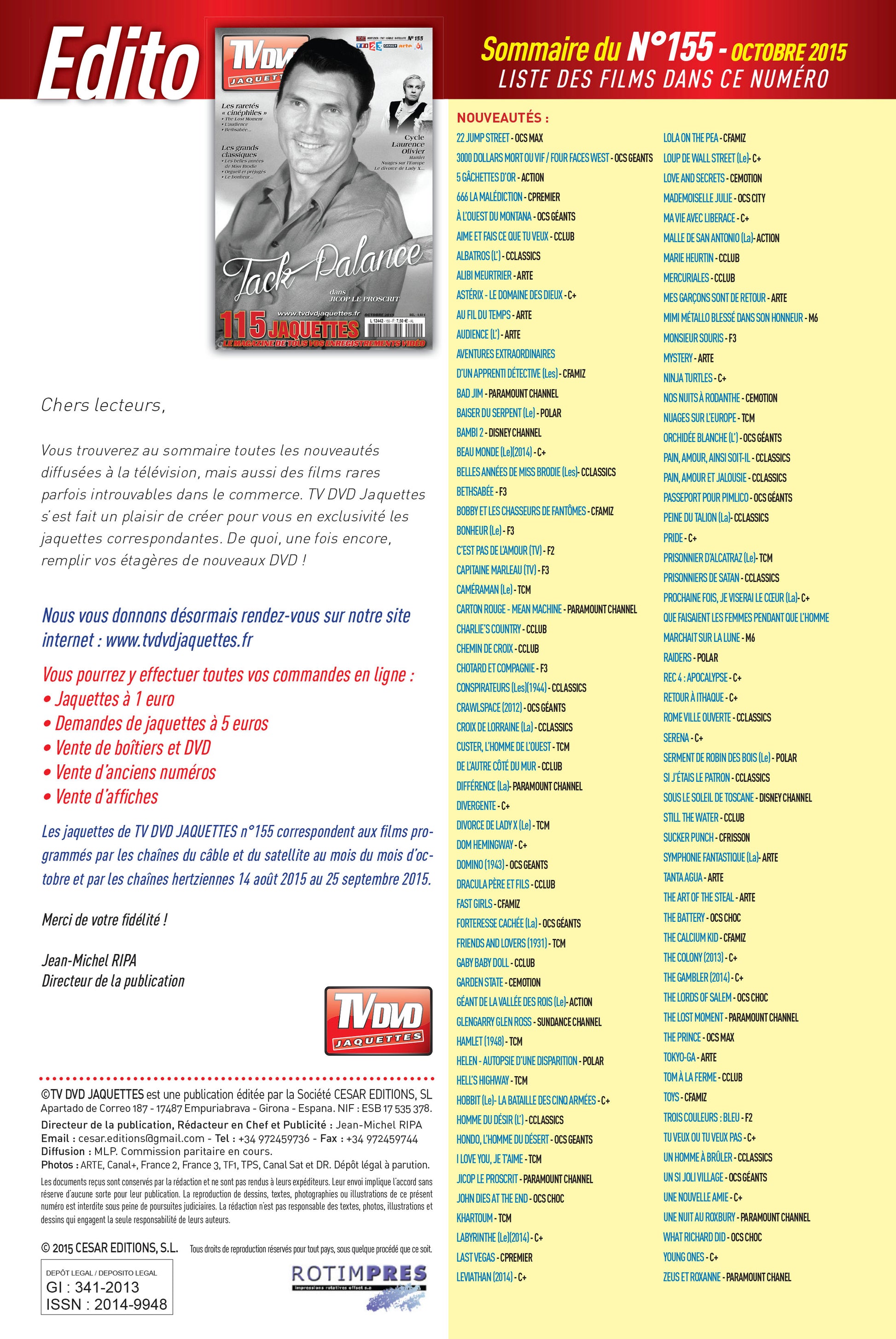 TV DVD JAQUETTE N°155