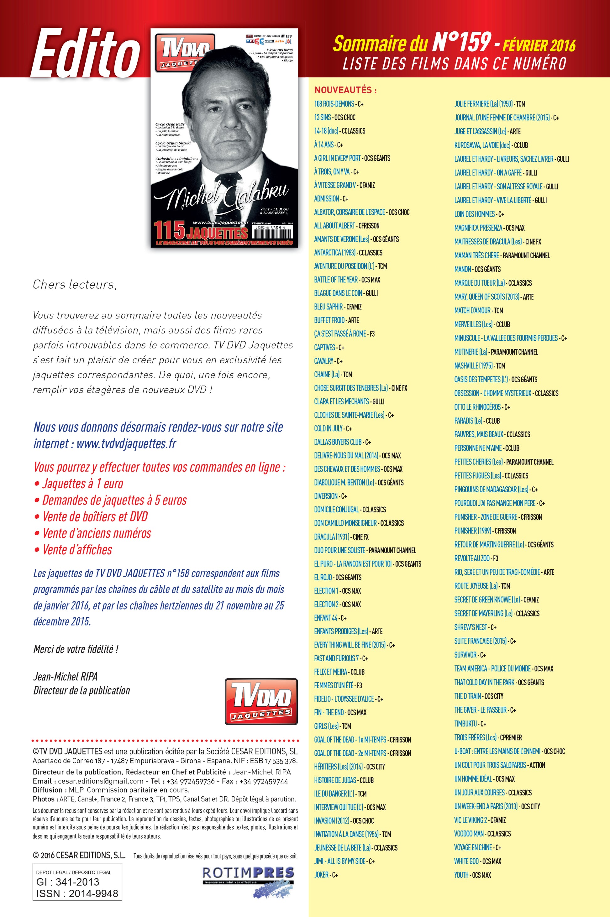 TV DVD JAQUETTE N°159