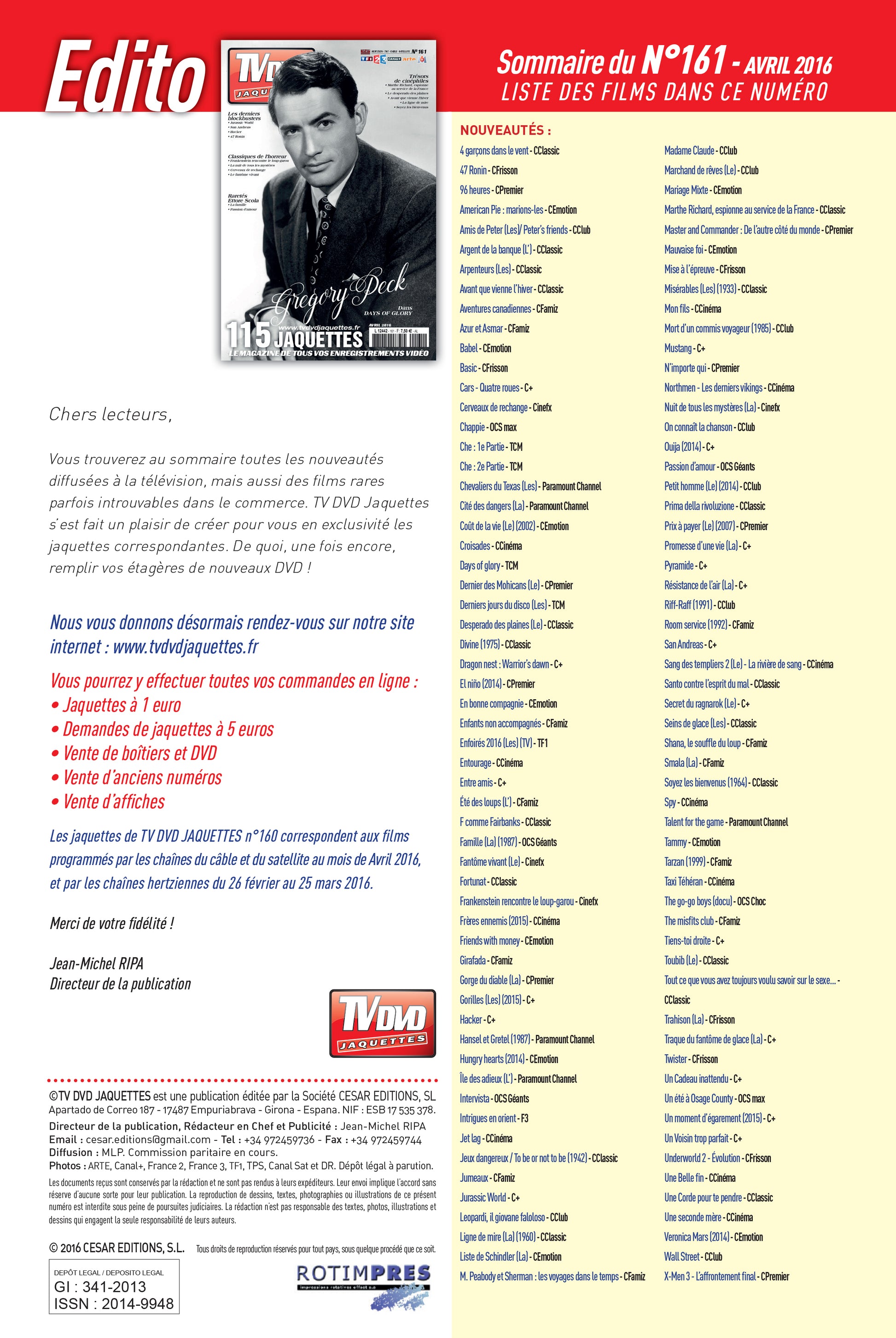 TV DVD JAQUETTE N°161