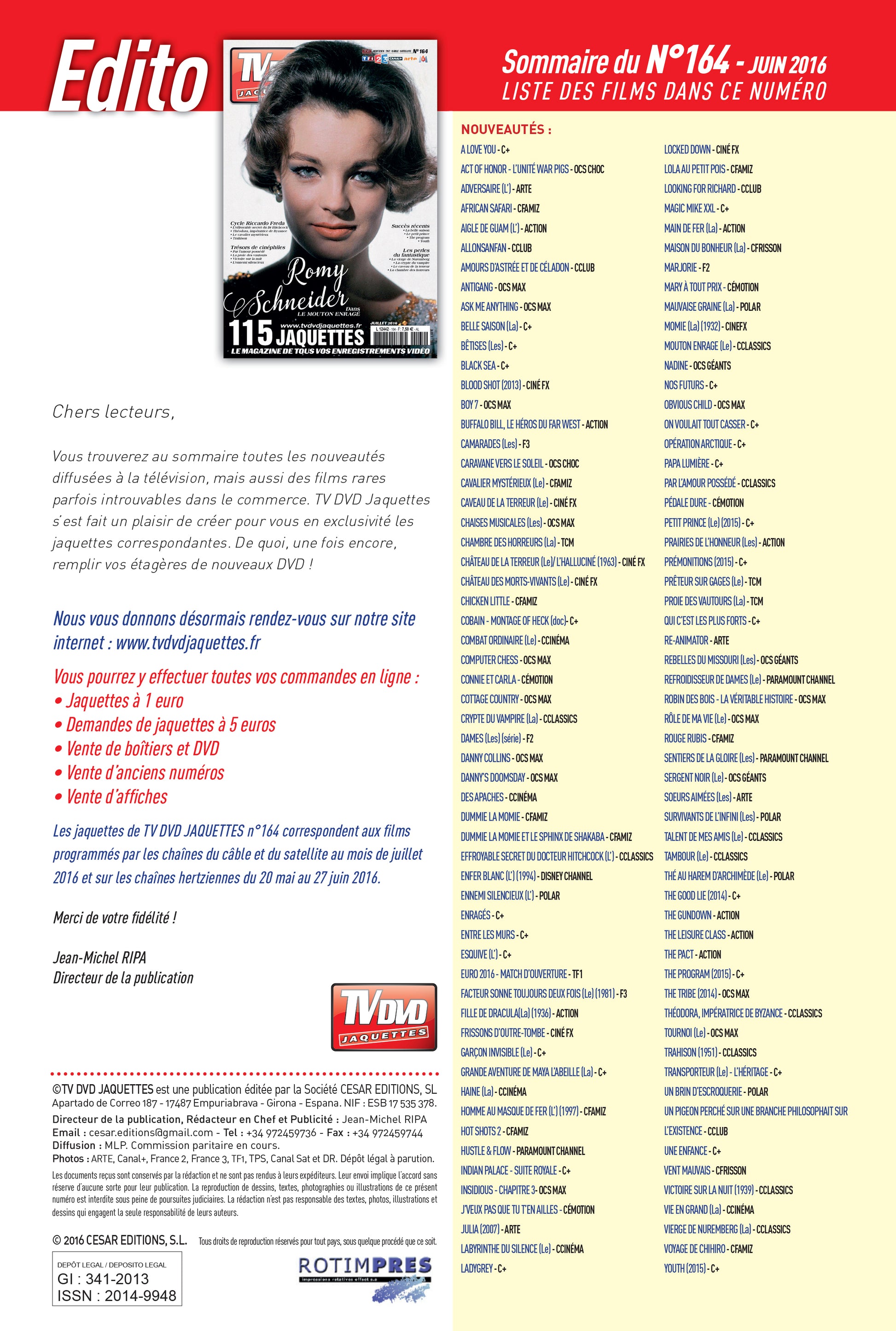 TV DVD JAQUETTE N°164