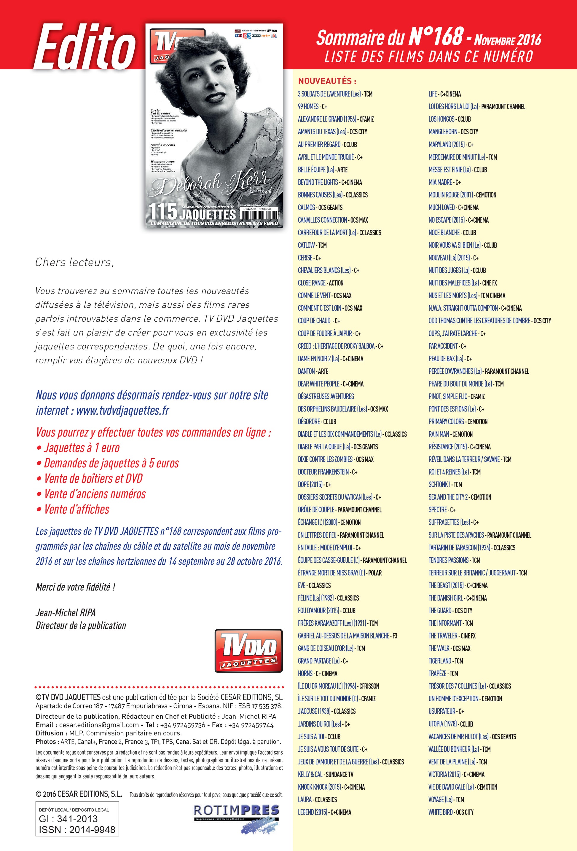 TV DVD JAQUETTE N°168