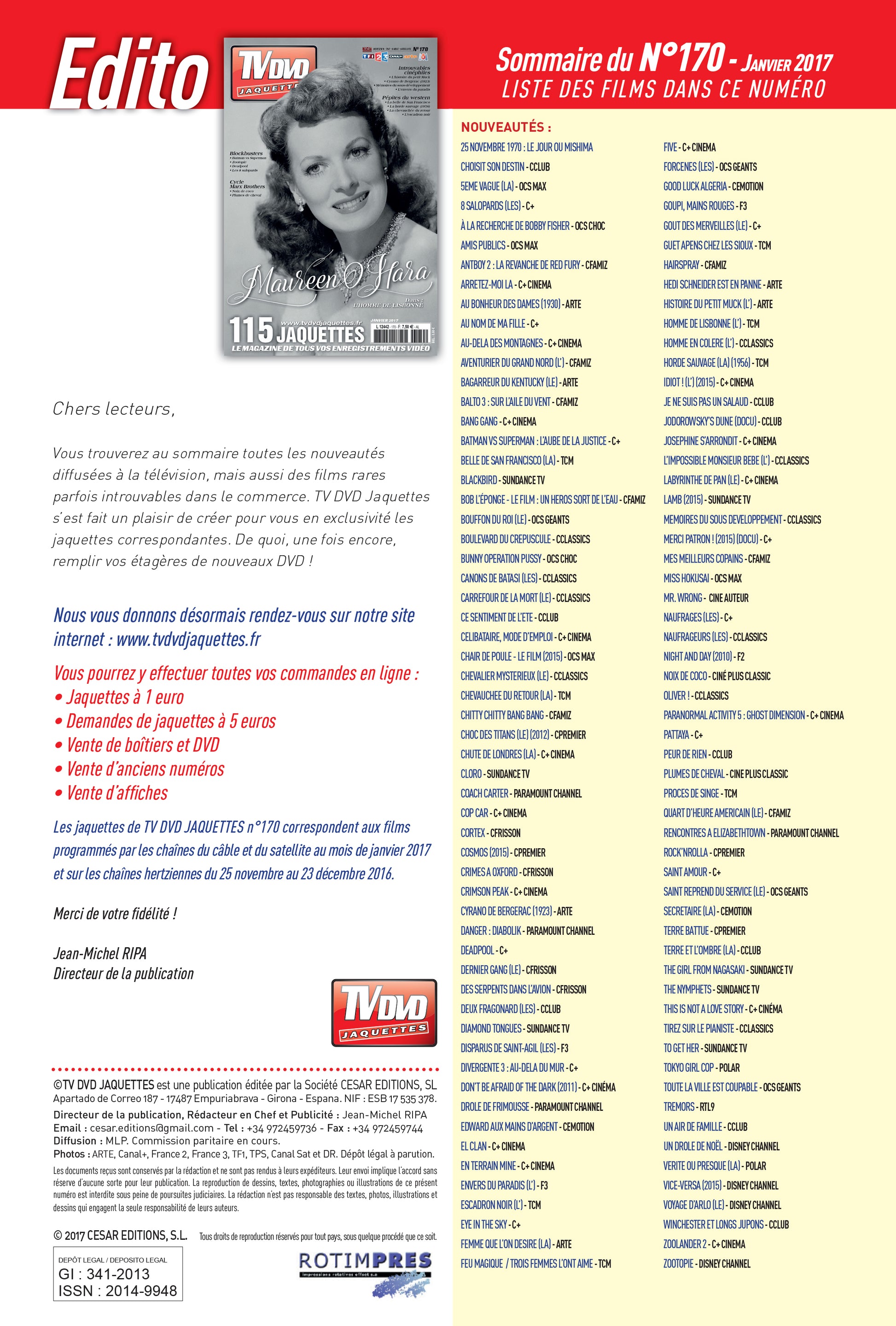 TV DVD JAQUETTE N°170