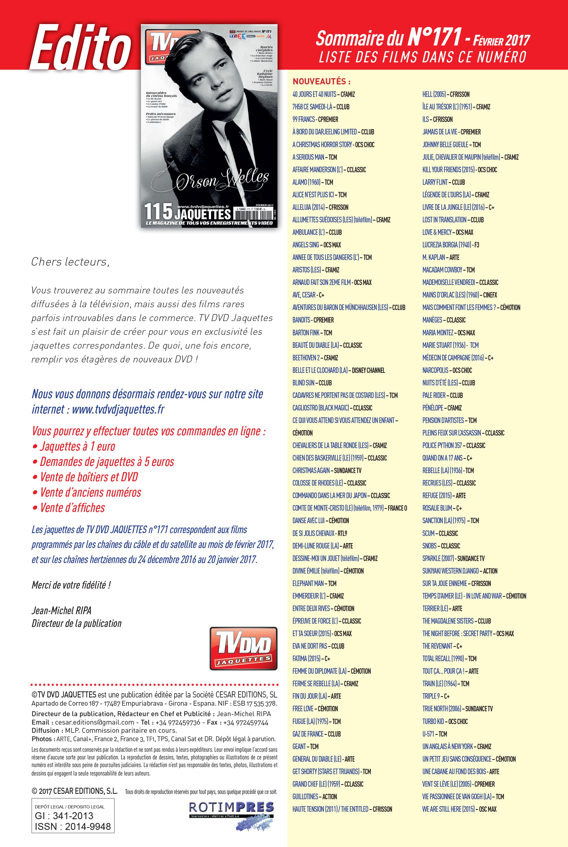 TV DVD JAQUETTE N°171