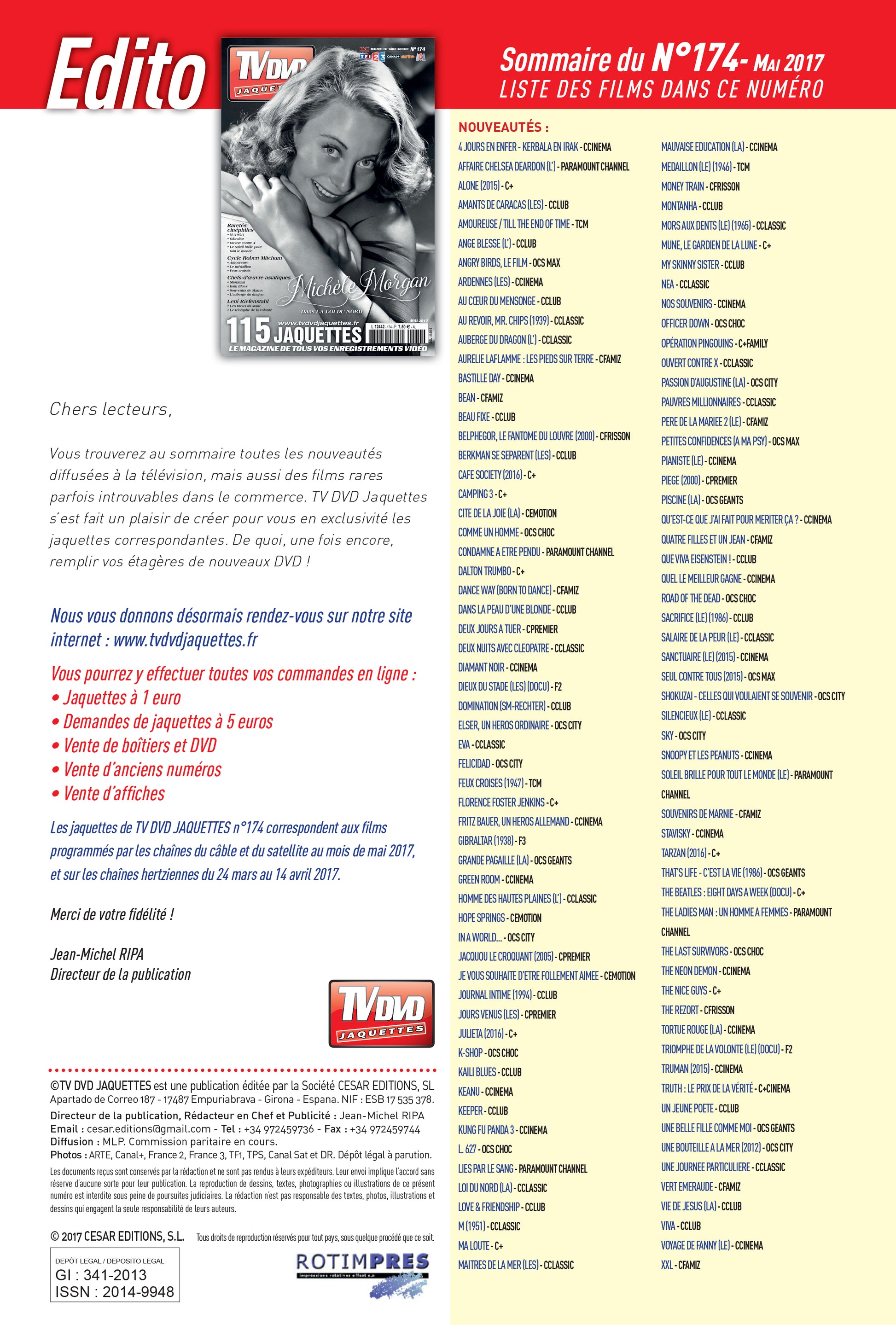 TV DVD JAQUETTE N°174