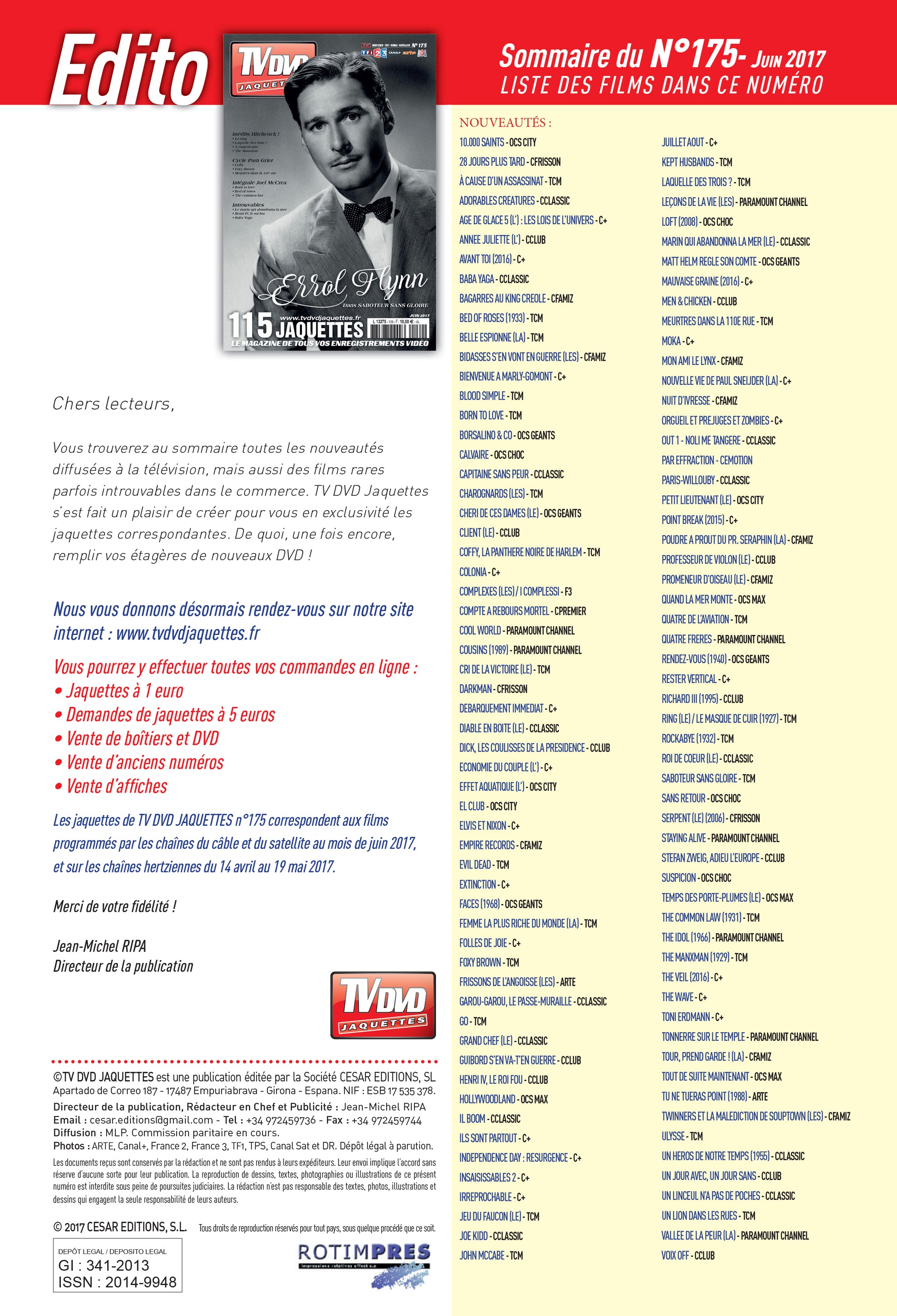 TV DVD JAQUETTE N°175