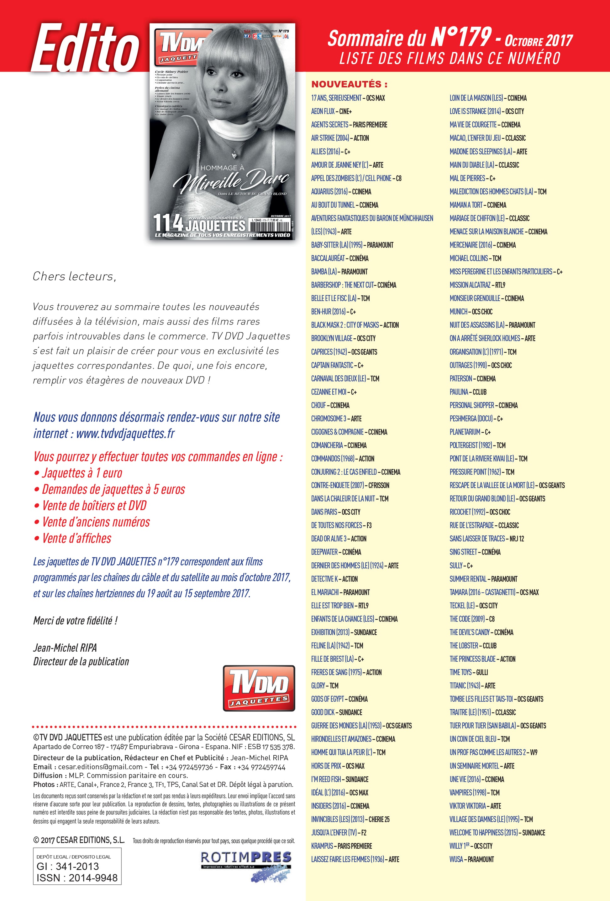 TV DVD JAQUETTE N°179