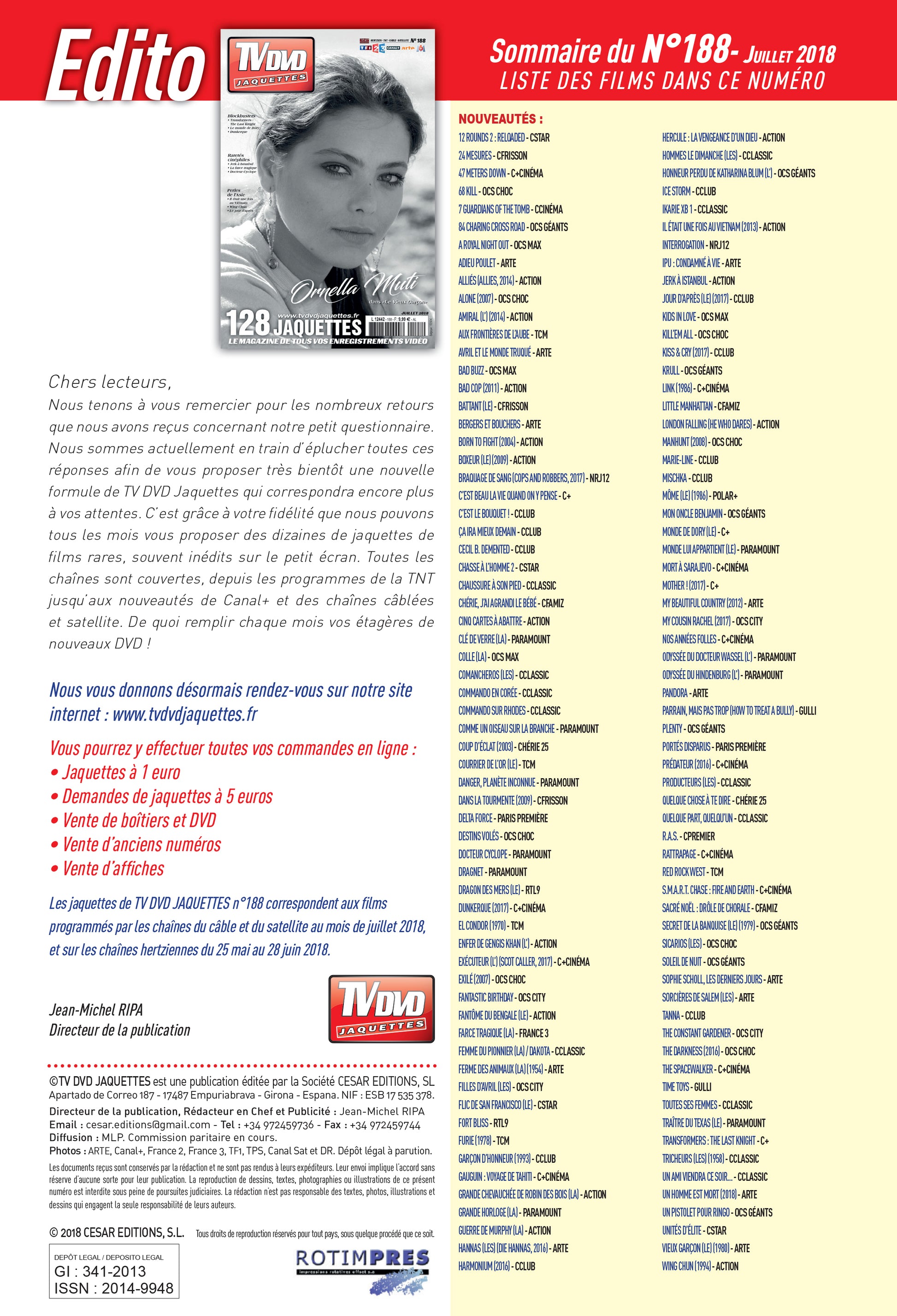 TV DVD JAQUETTE N°188