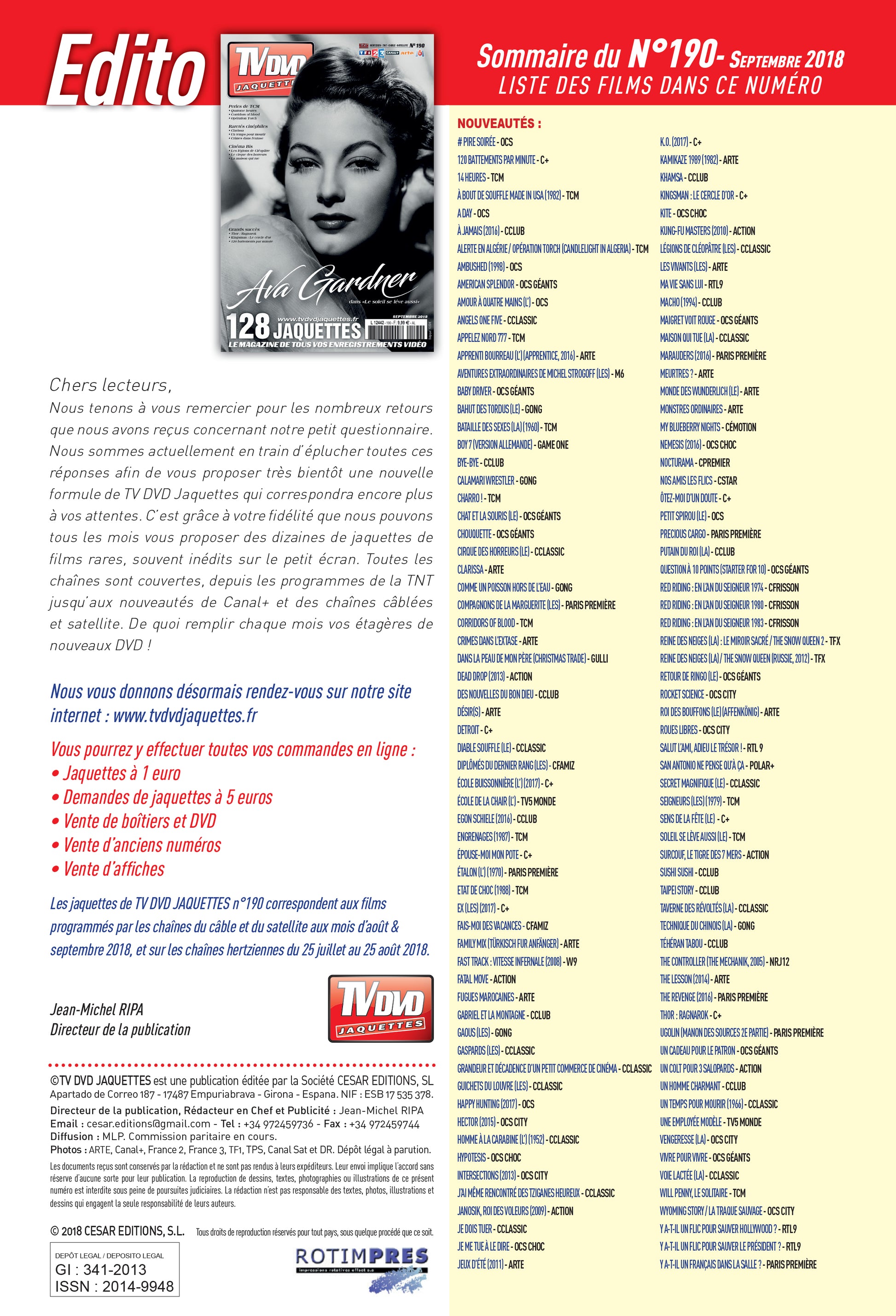 TV DVD JAQUETTE N°190