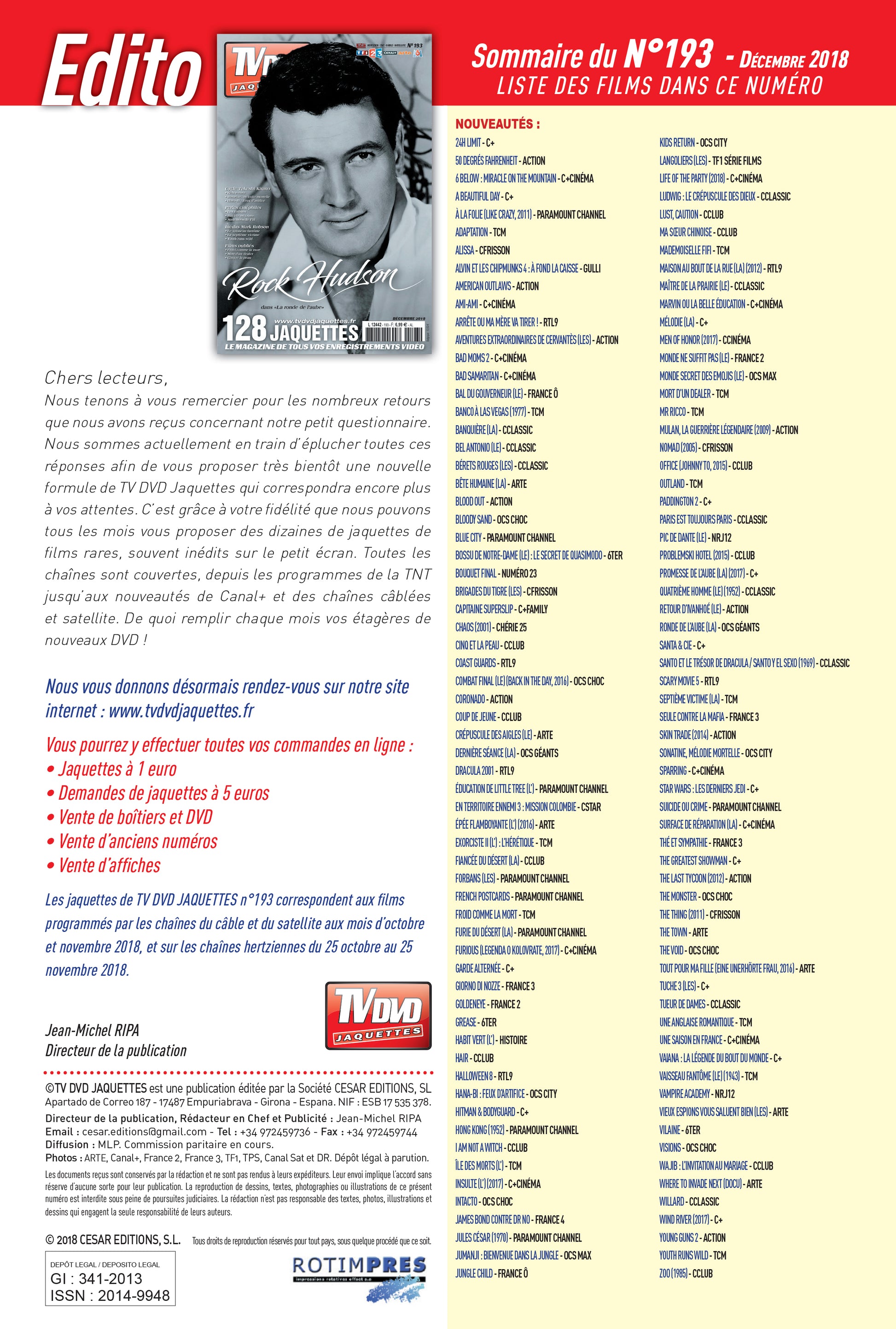 TV DVD JAQUETTE N°193