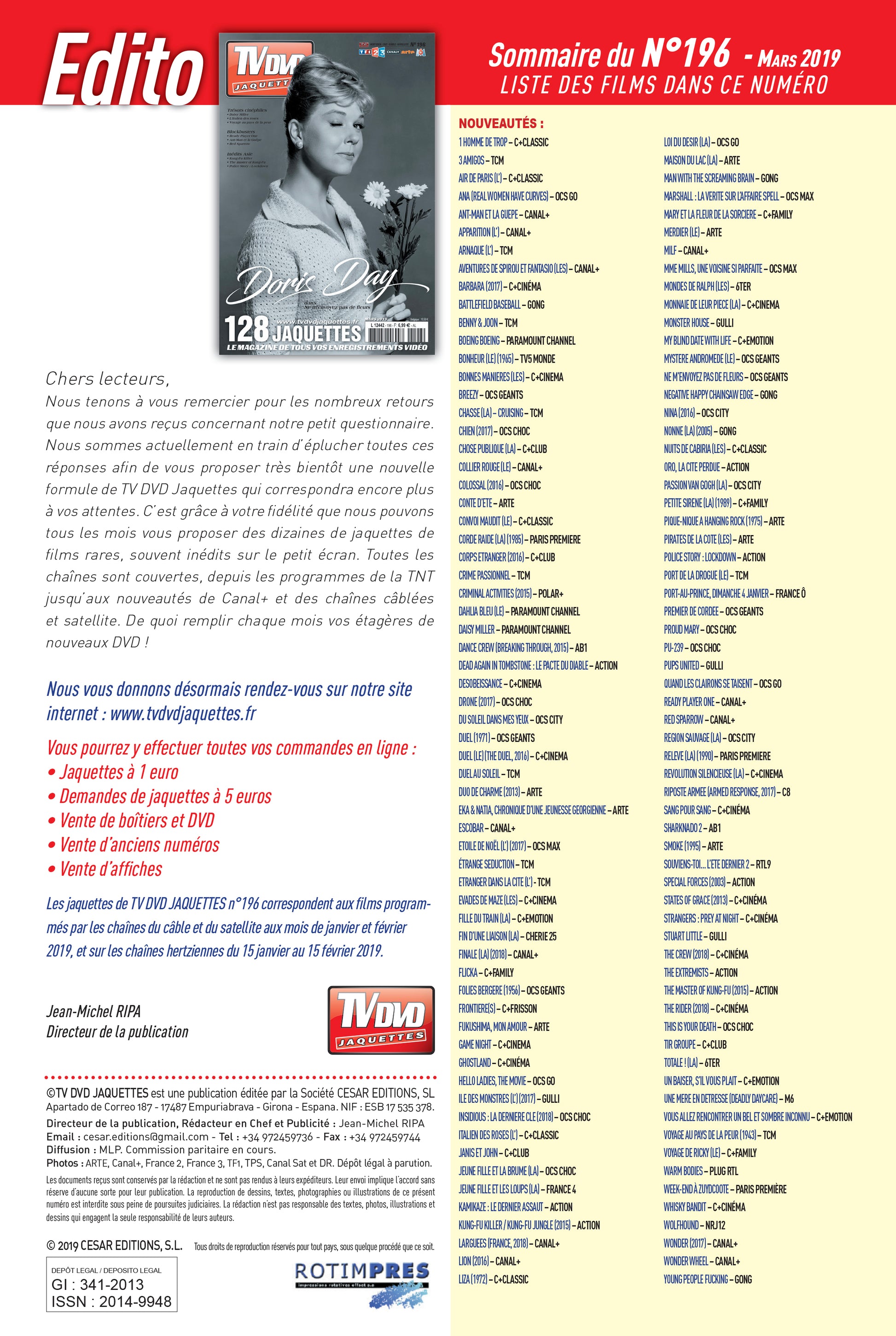 TV DVD JAQUETTE N°196