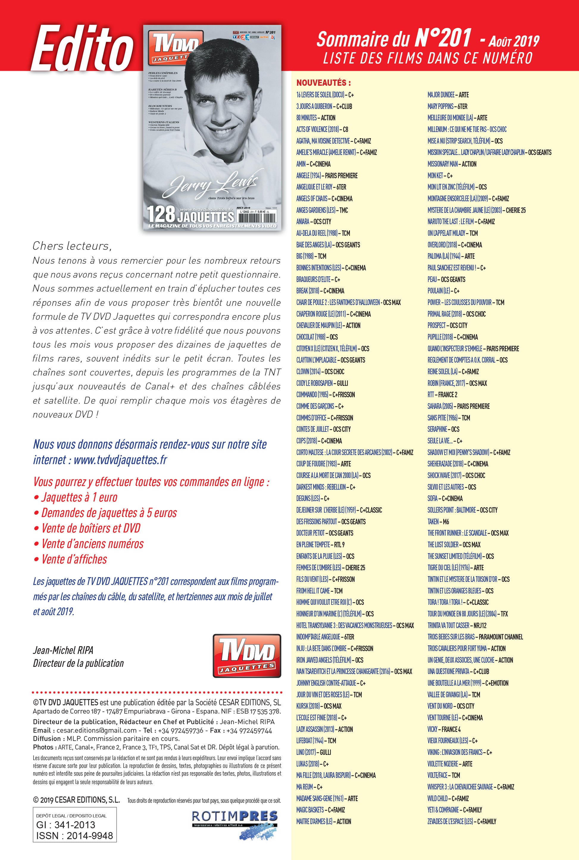 TV DVD JAQUETTE N°201