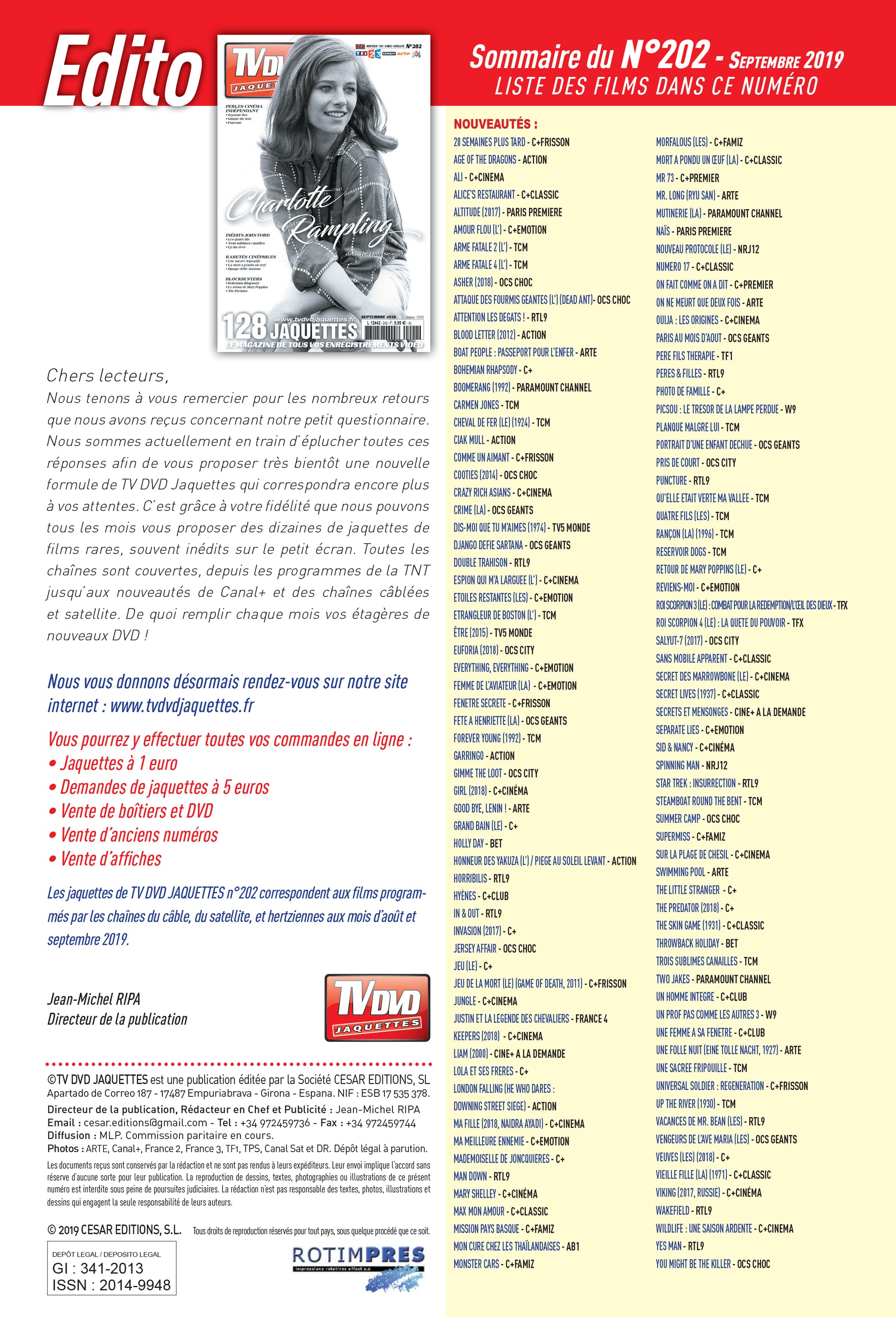 TV DVD JAQUETTE N°202