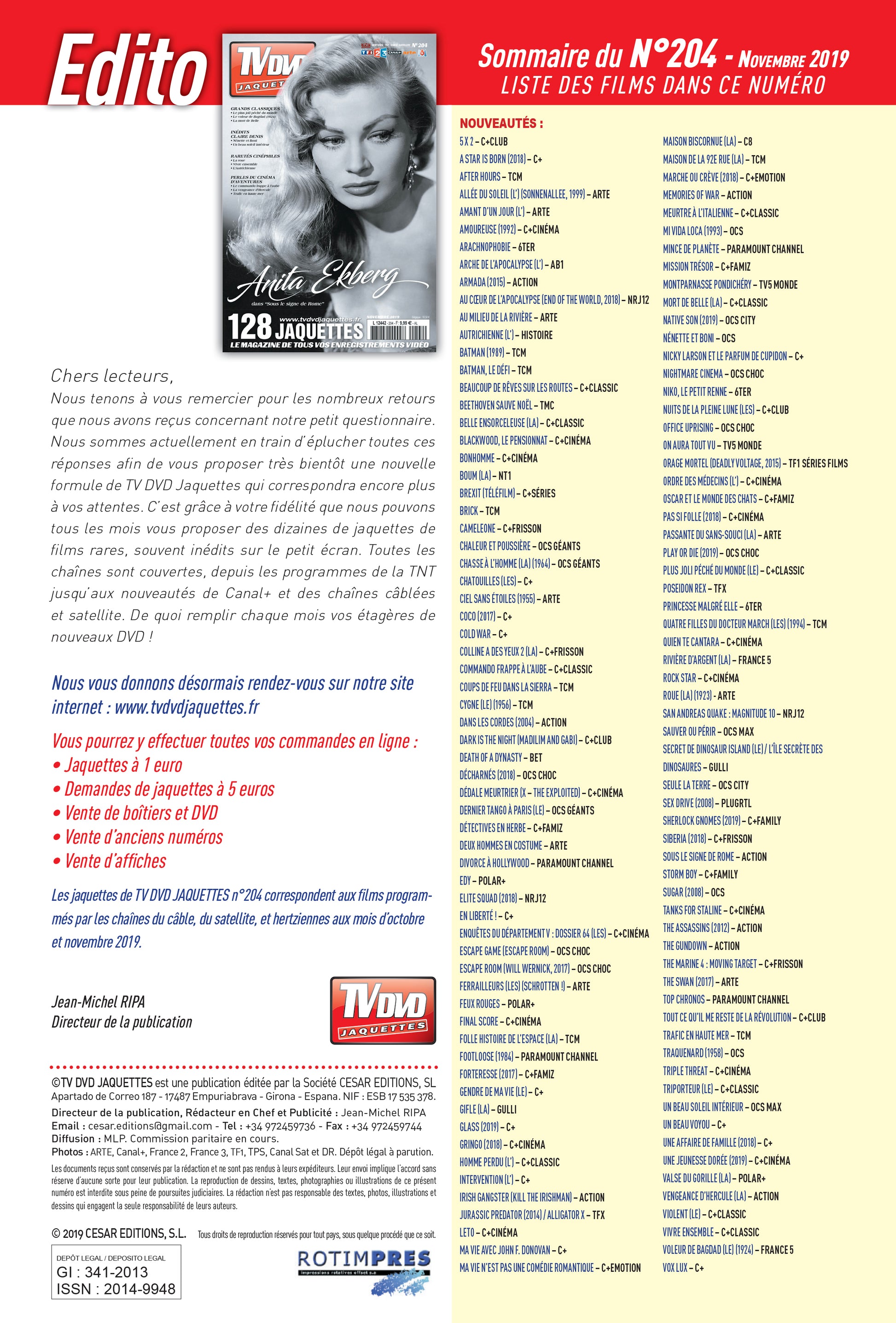 TV DVD JAQUETTE N°204