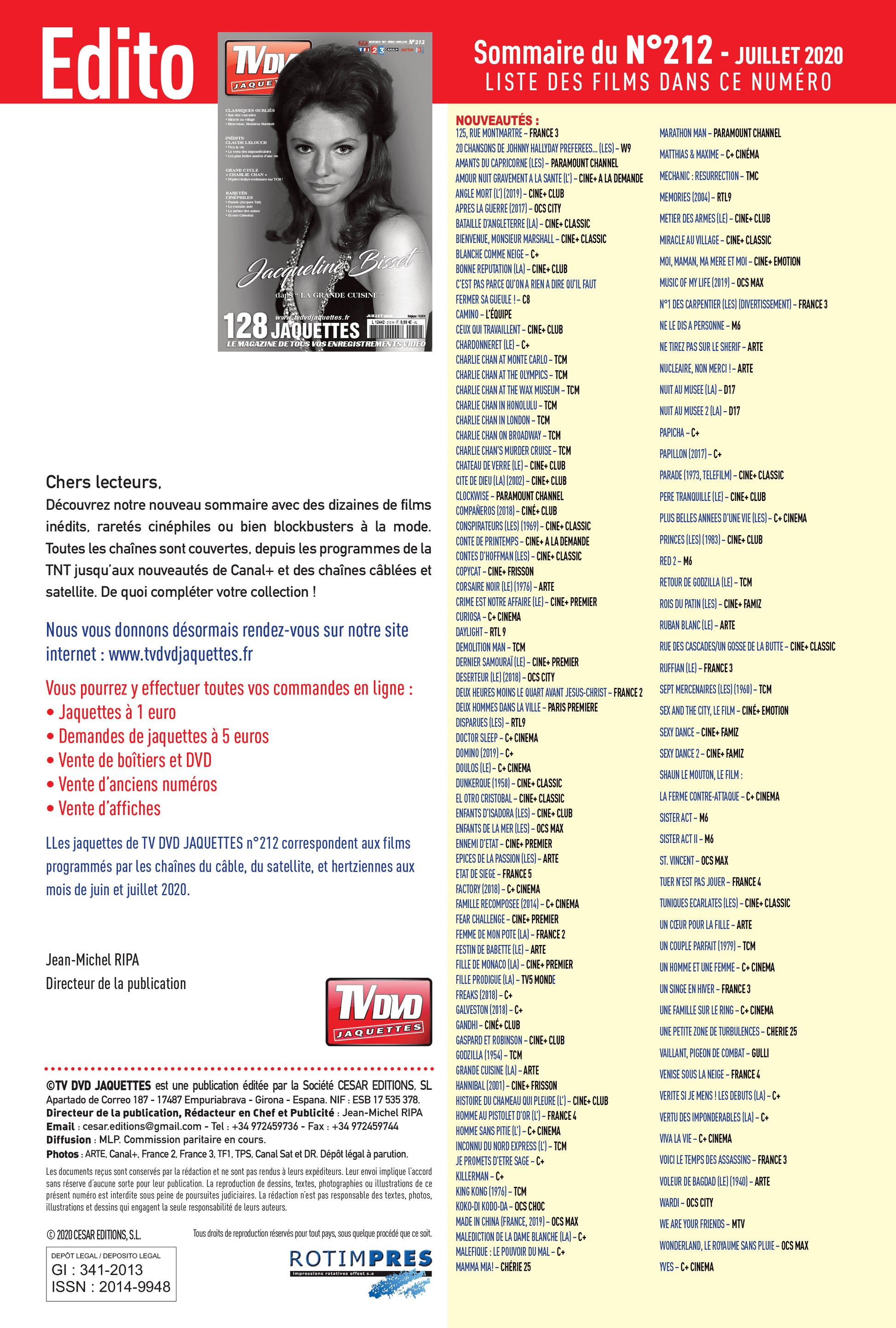 TV DVD JAQUETTE N°212