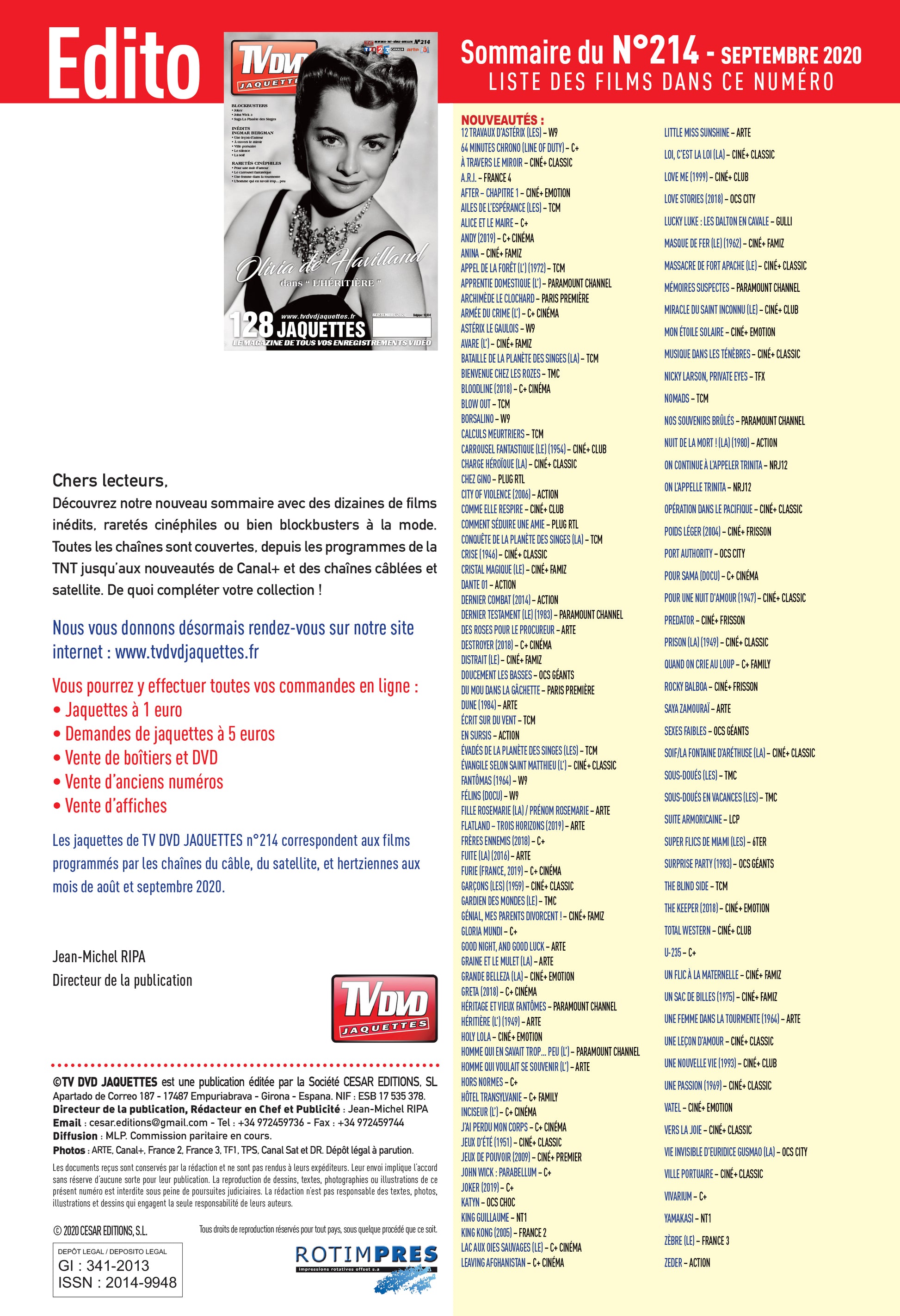 TV DVD JAQUETTE N°214