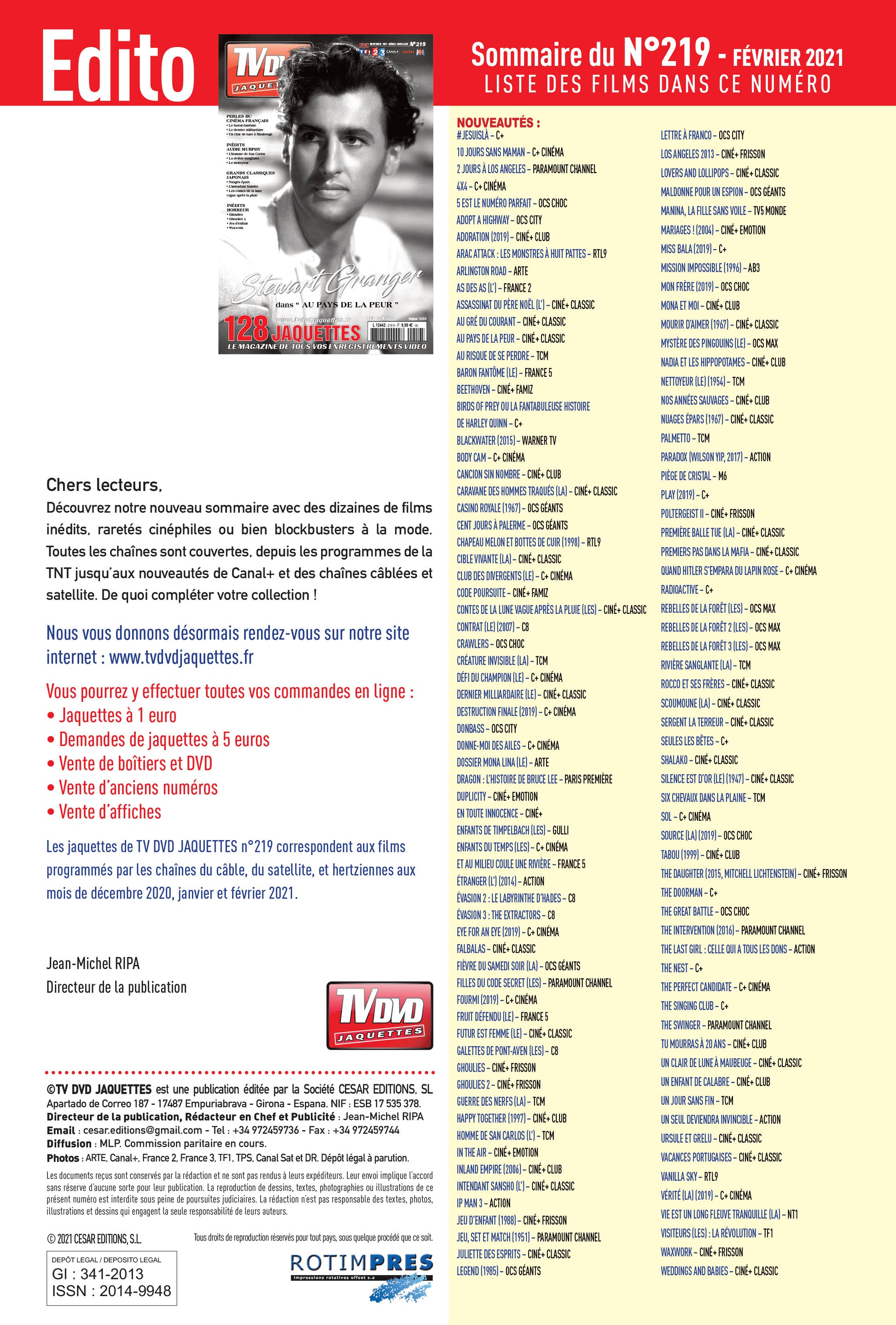 TV DVD JAQUETTE N°219