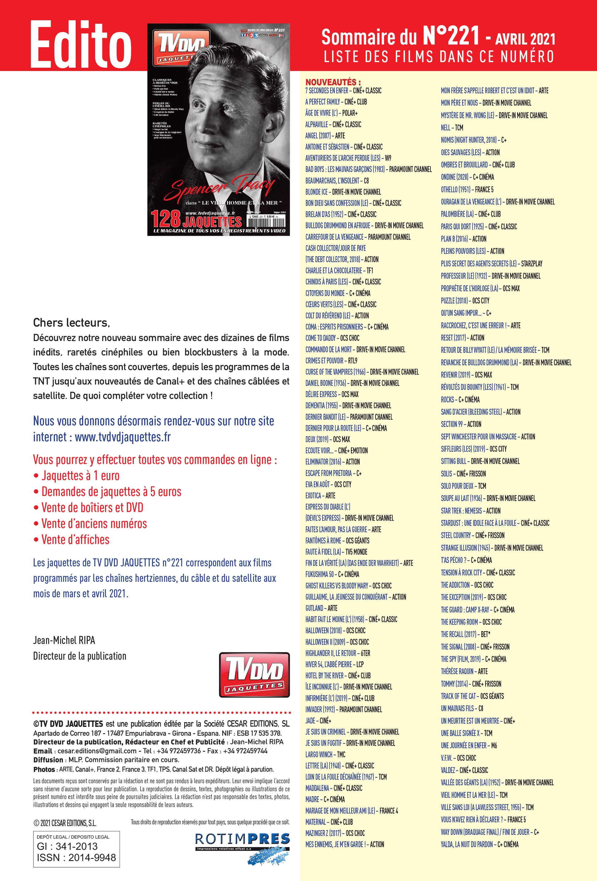 TV DVD JAQUETTE N°221