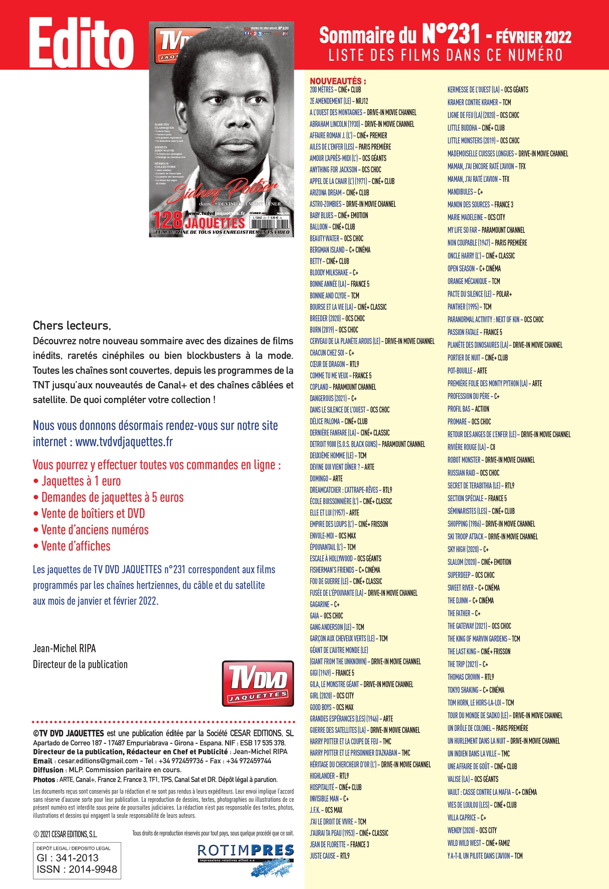 TV DVD JAQUETTE N°231