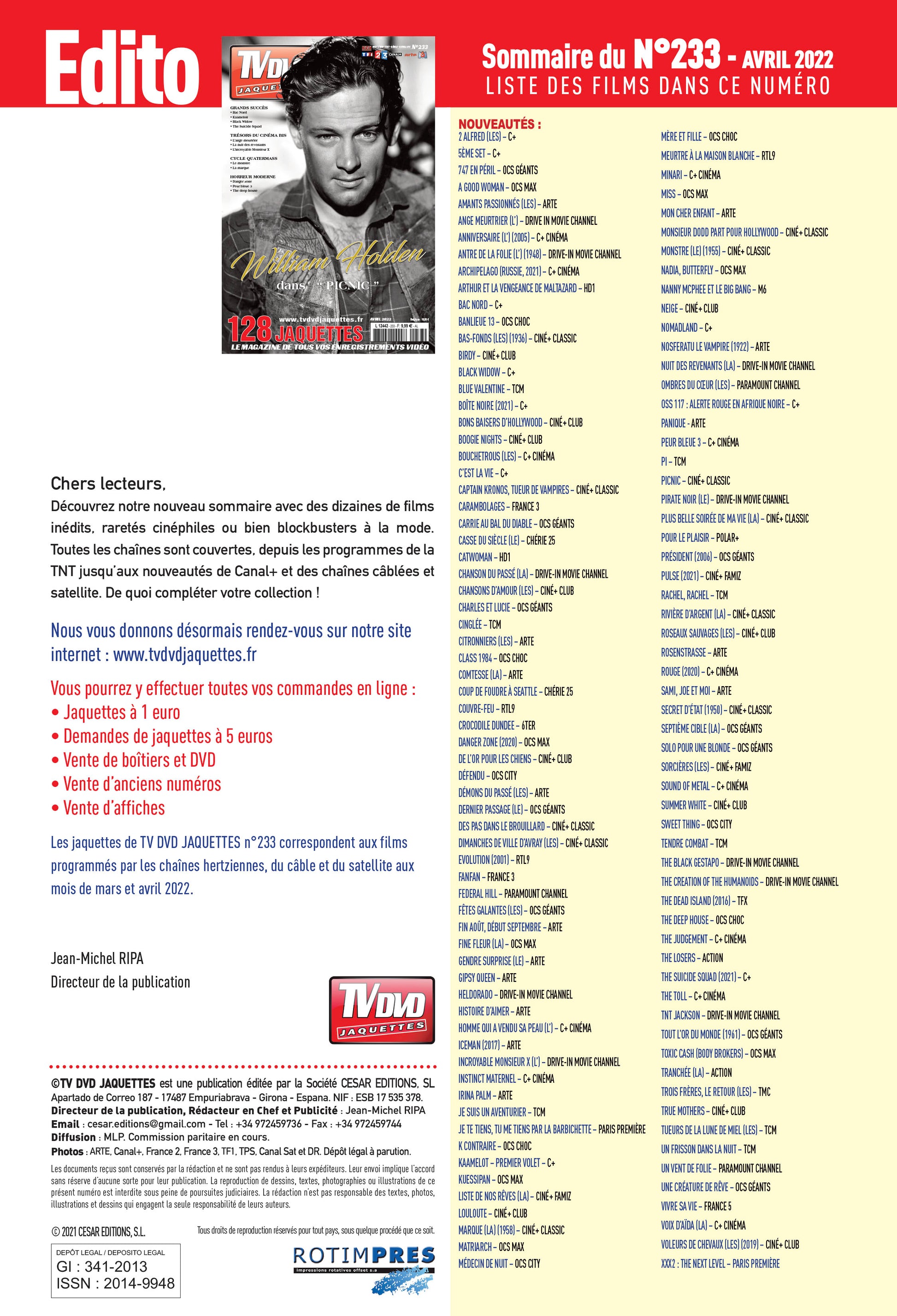 TV DVD JAQUETTE N°233