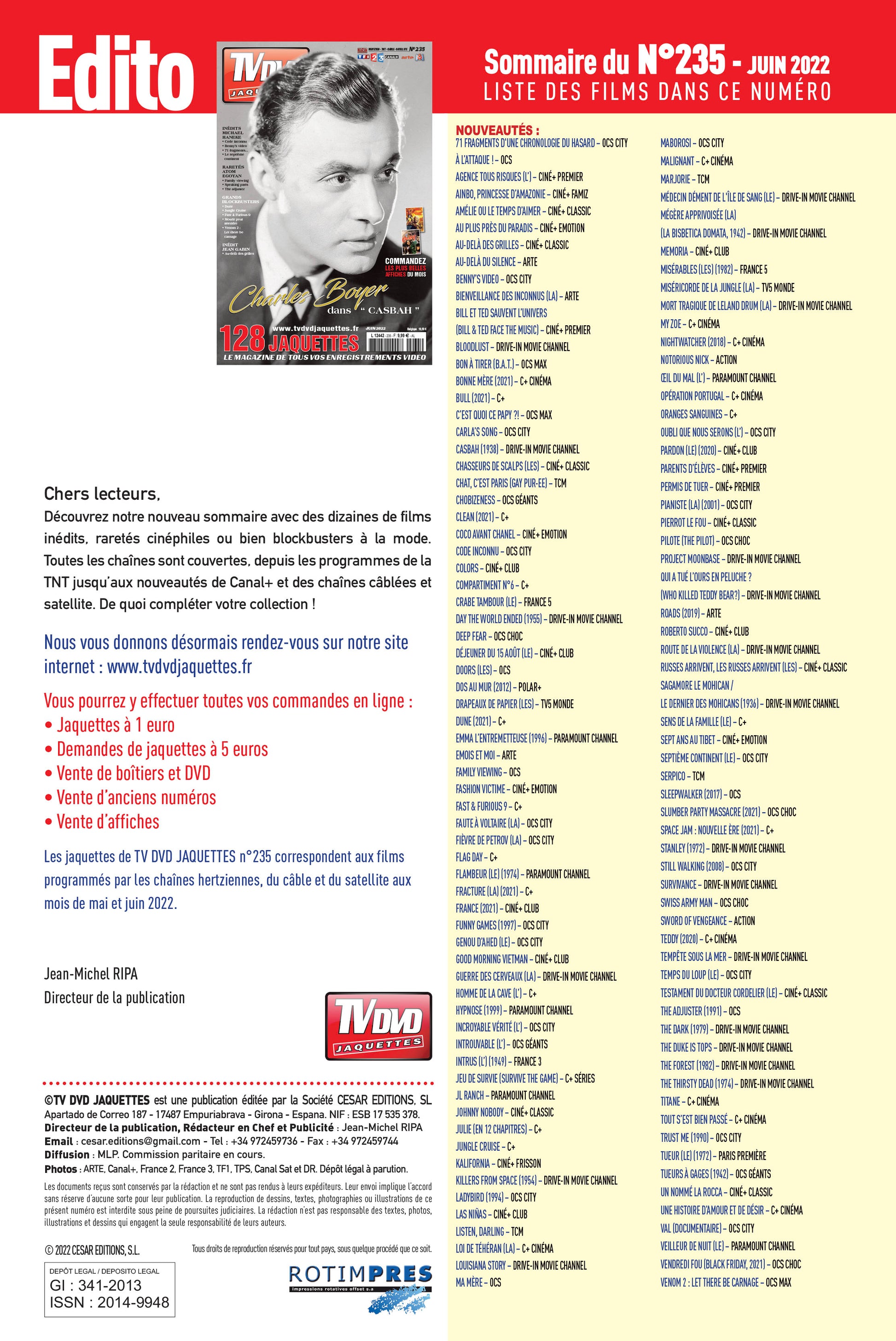 TV DVD JAQUETTE N°235