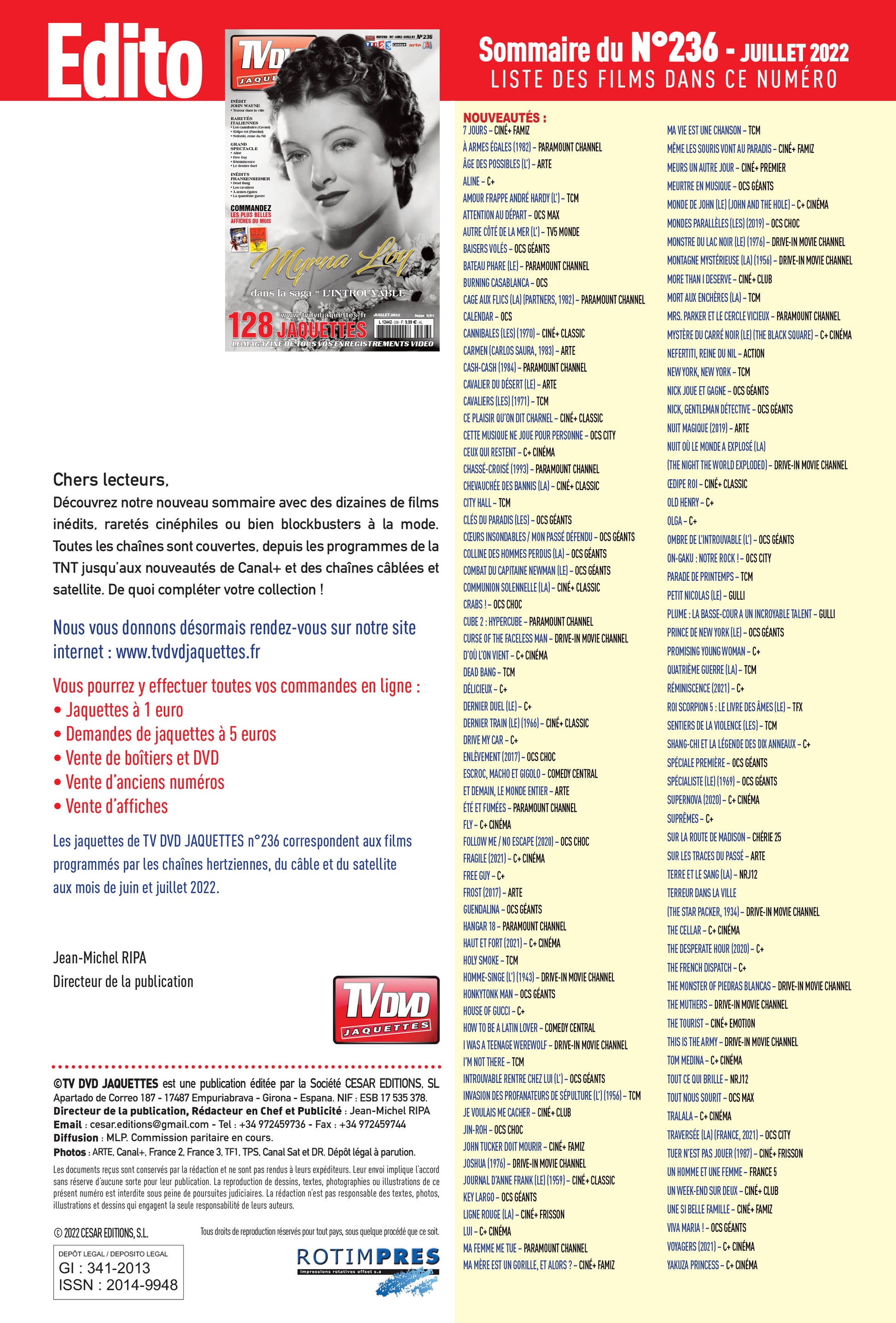 TV DVD JAQUETTE N°236