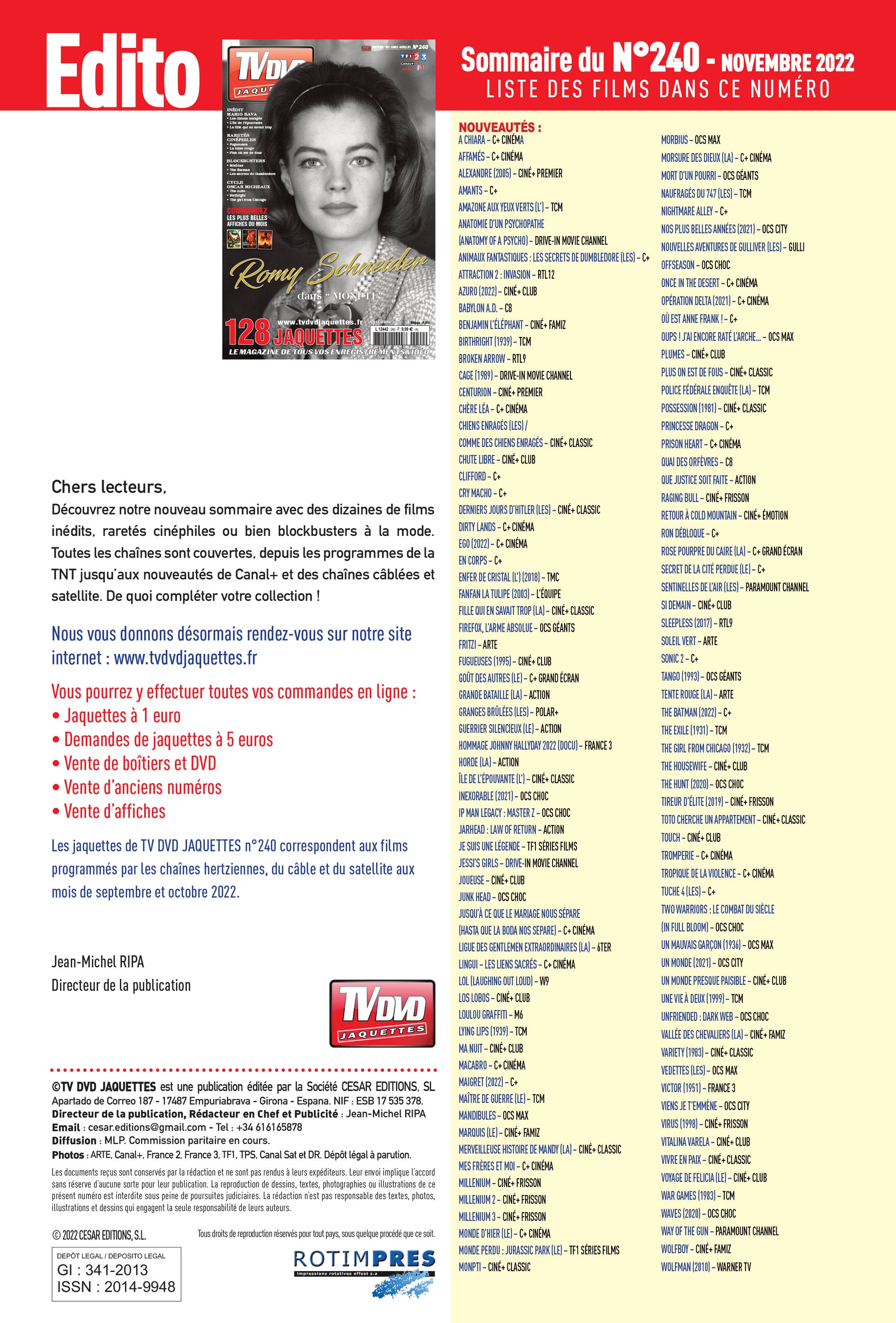 TV DVD JAQUETTE N°240