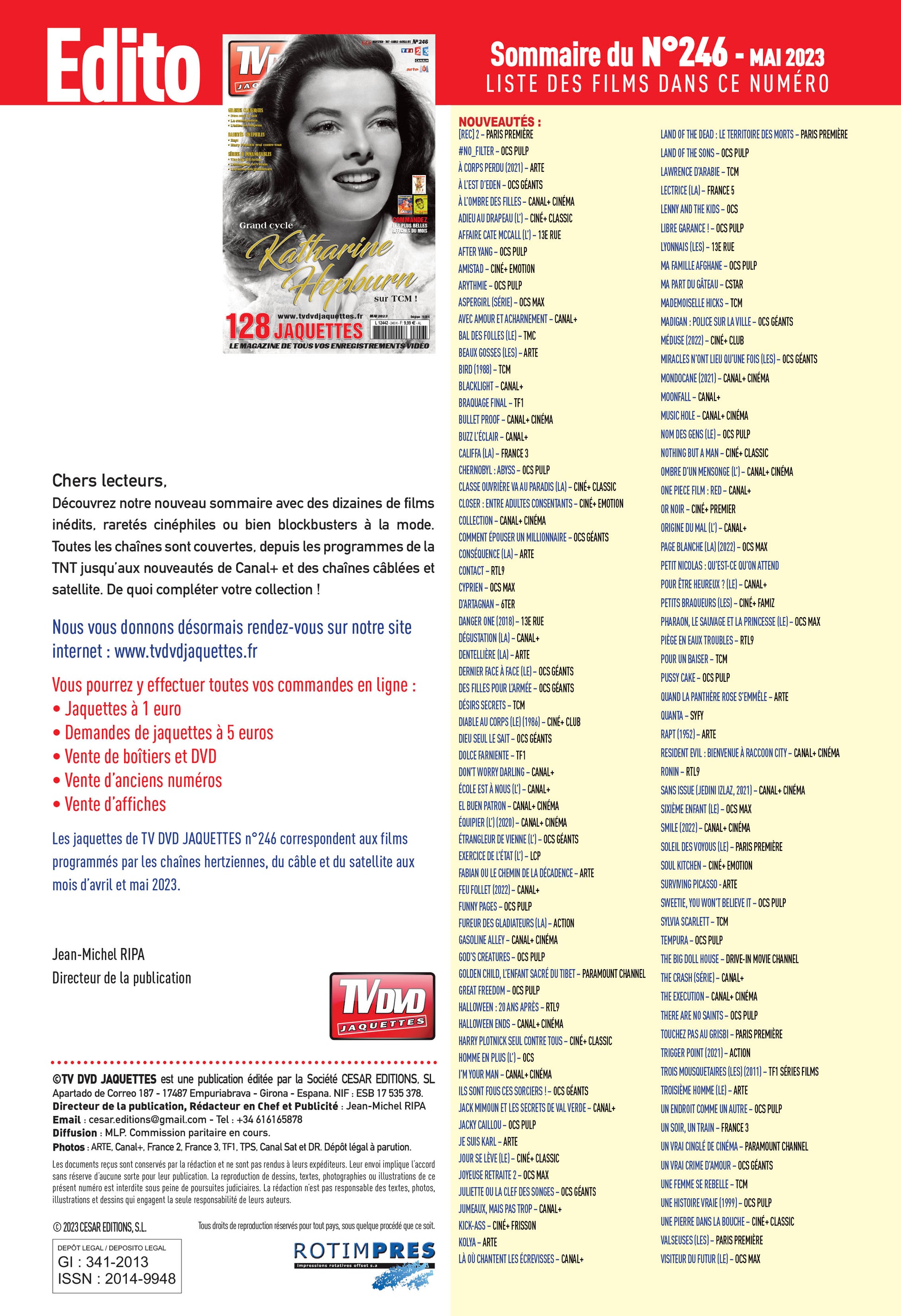 TV DVD JAQUETTE N°247