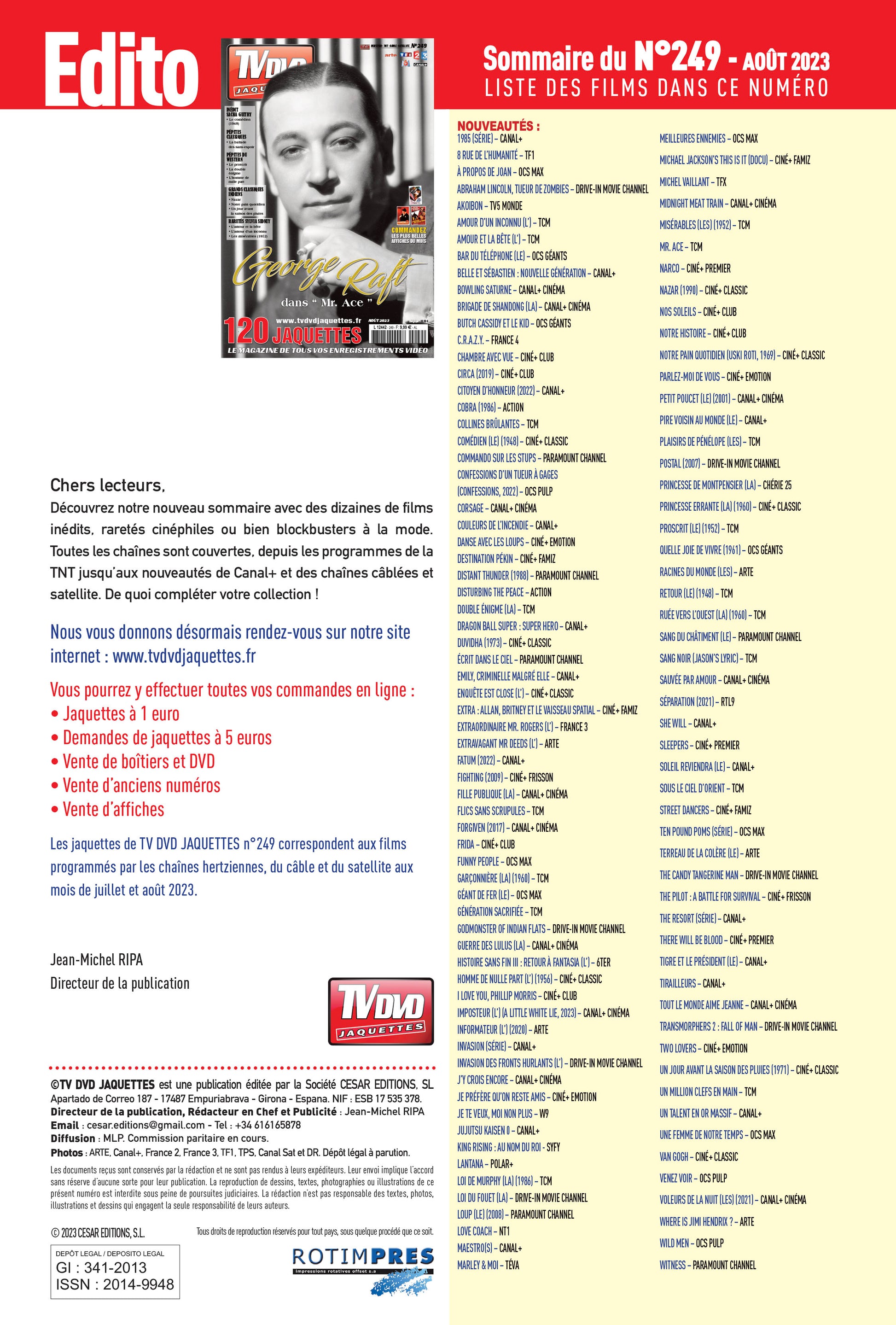 TV DVD JAQUETTE N°249