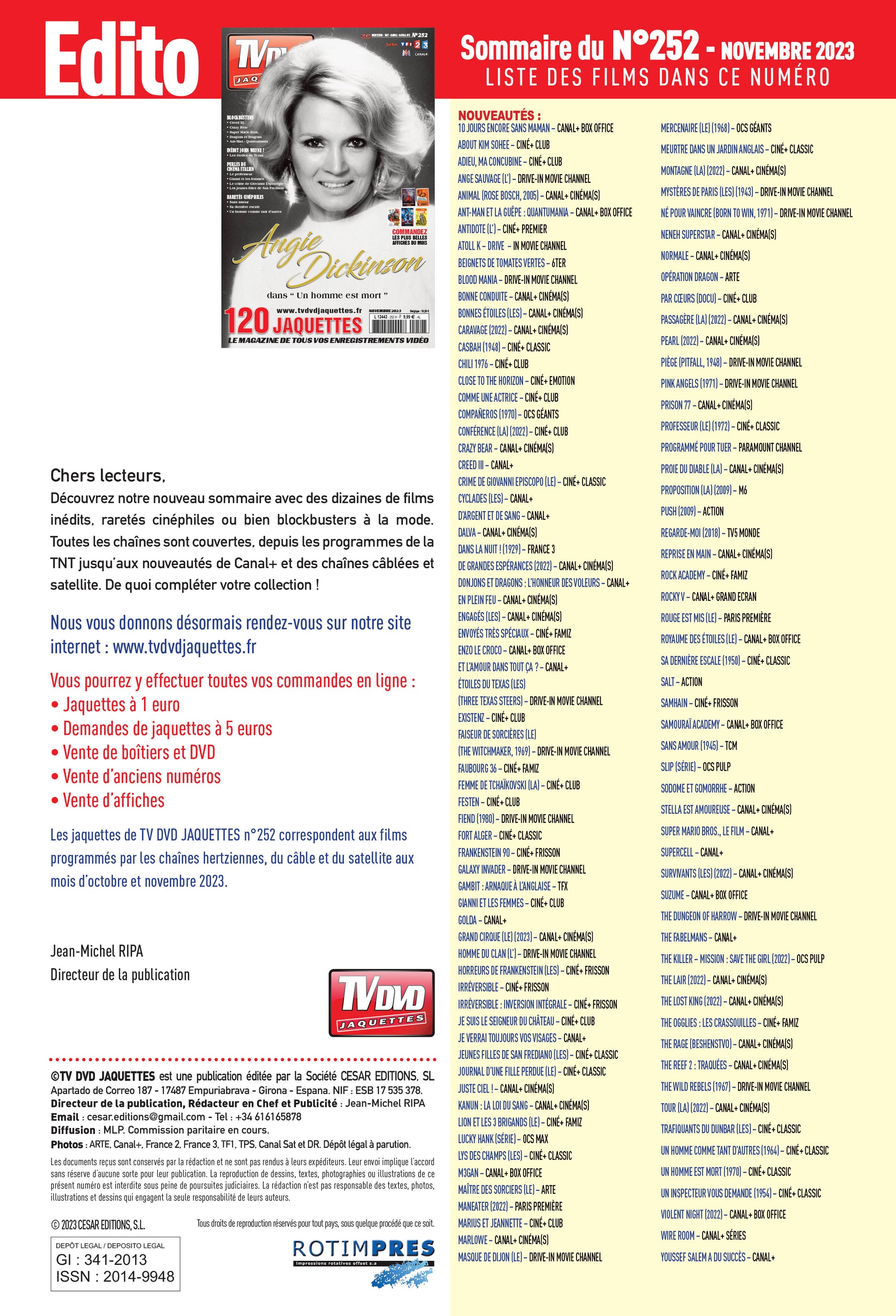 TV DVD JAQUETTE N°252