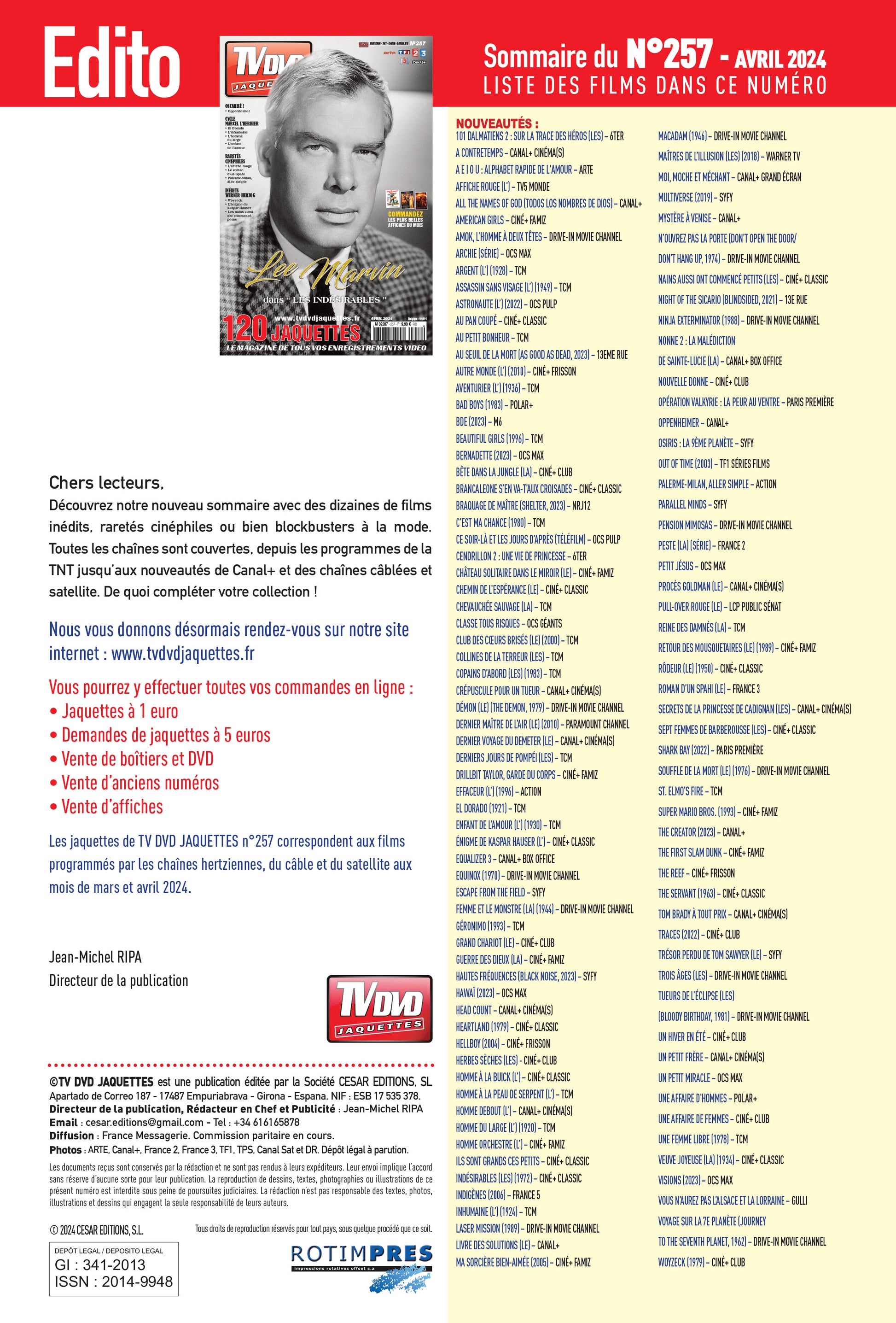 TV DVD JAQUETTE N°257