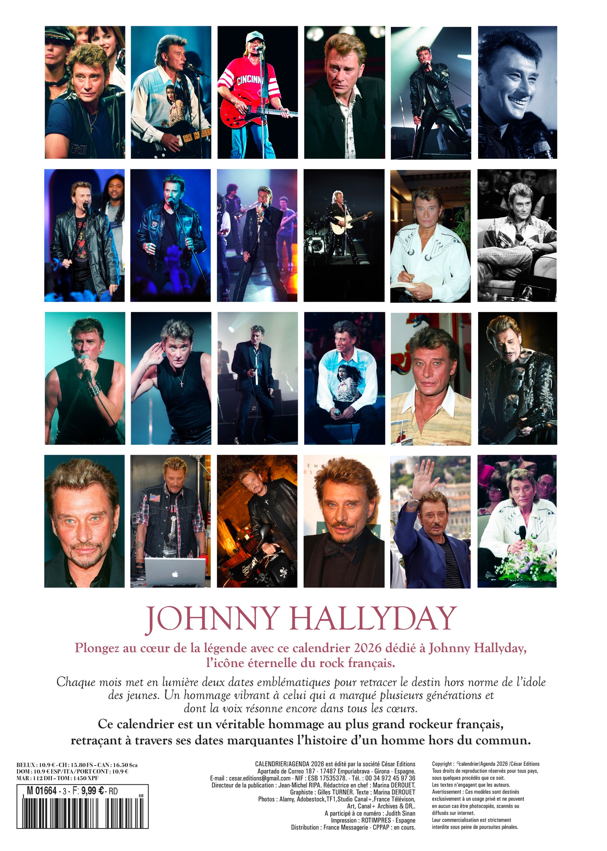 Calendrier 2026 : Johnny Hallyday