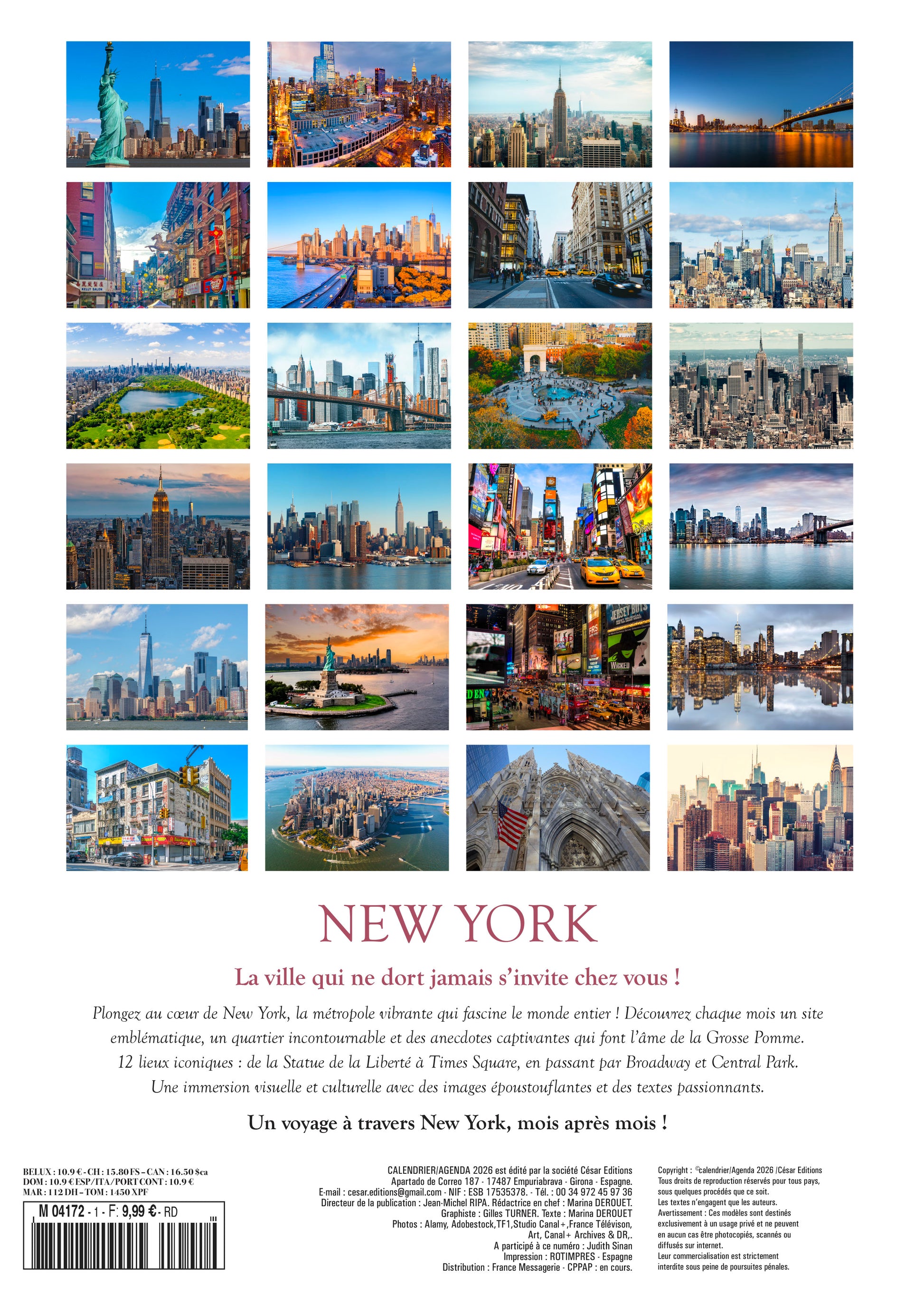 Calendrier 2026 : New-York