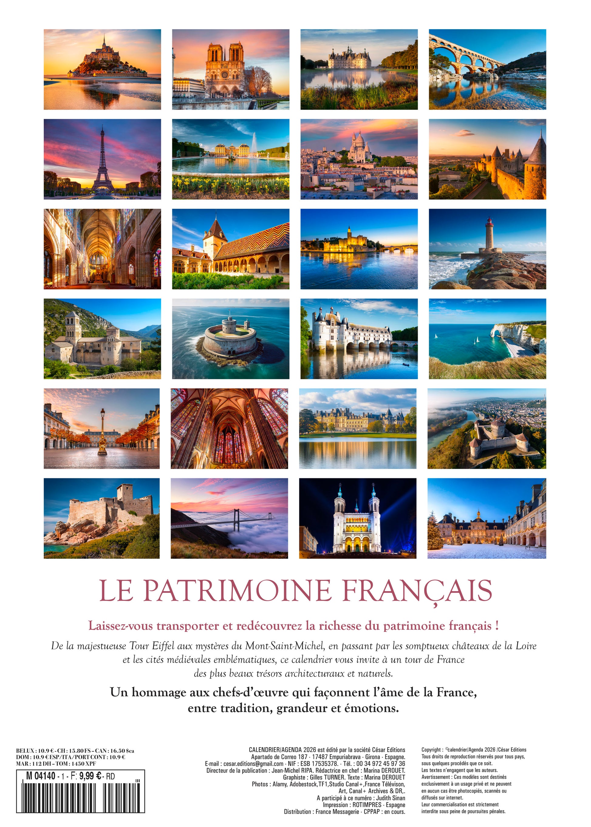 Calendrier 2026 : Patrimoine