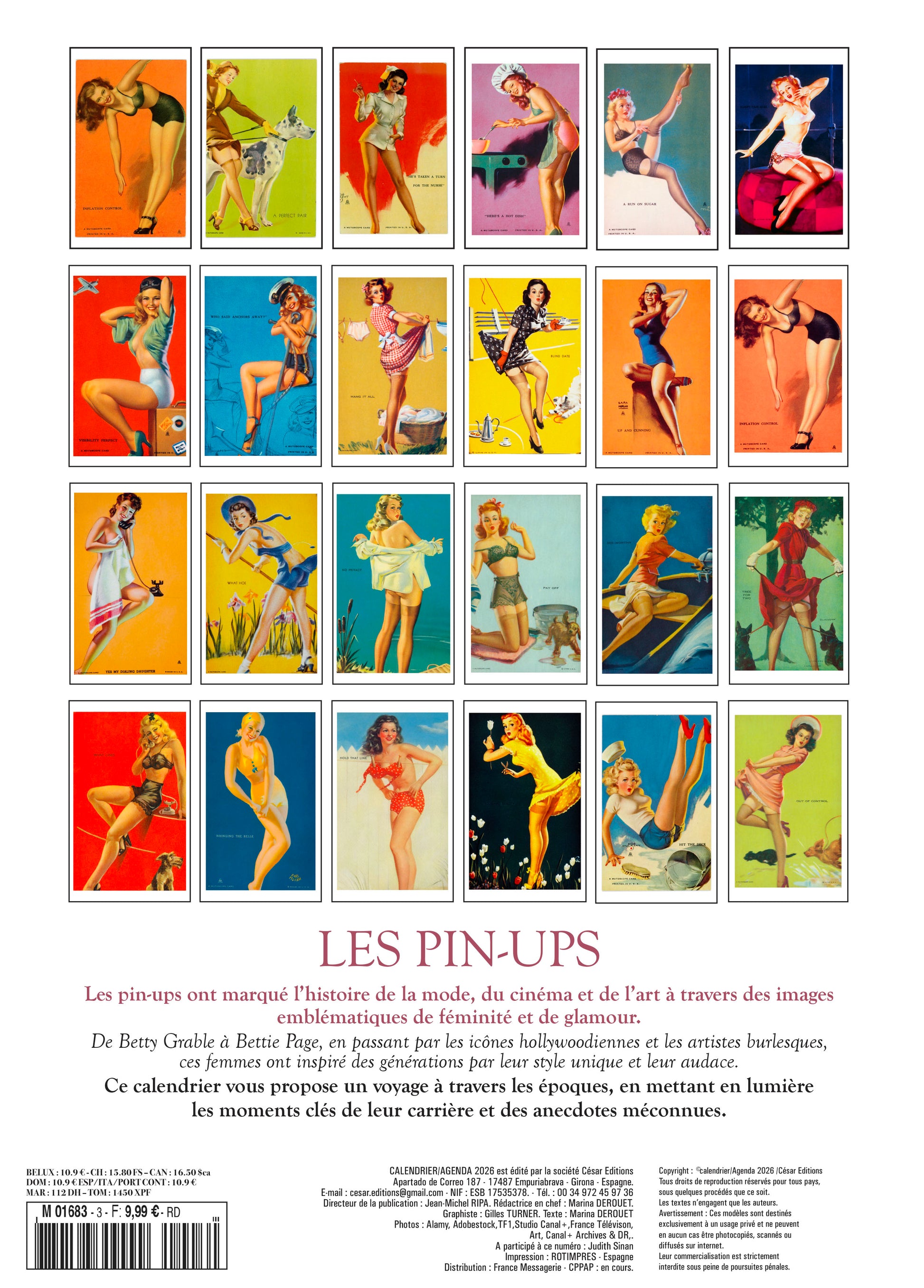 Calendrier 2026 : Pin-Ups