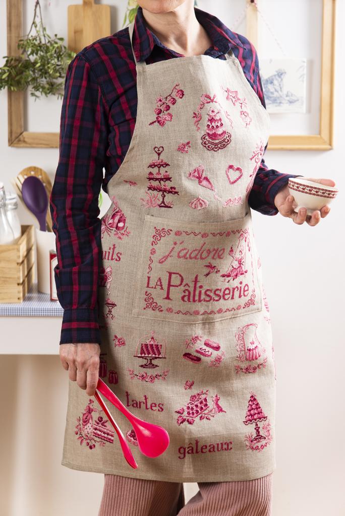Tablier avec une poche en lin “Pâtisserie”