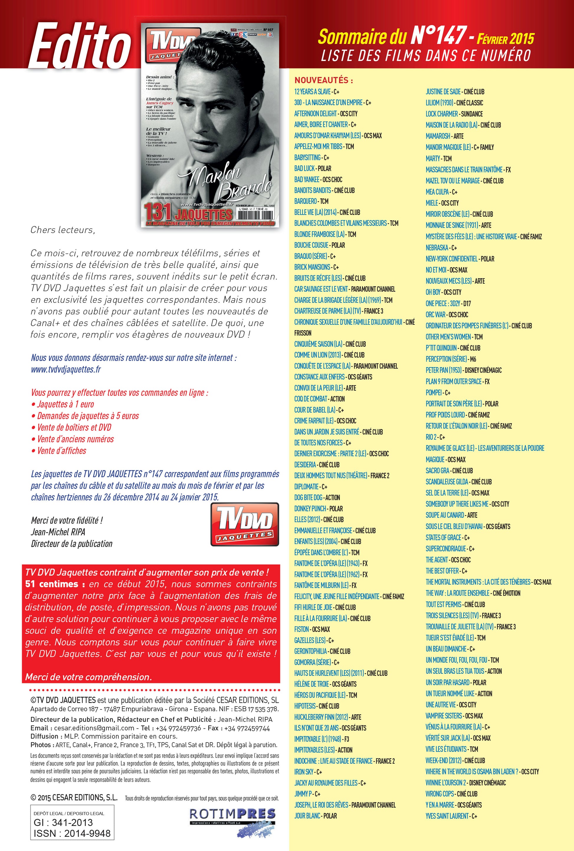 TV DVD JAQUETTE N°147