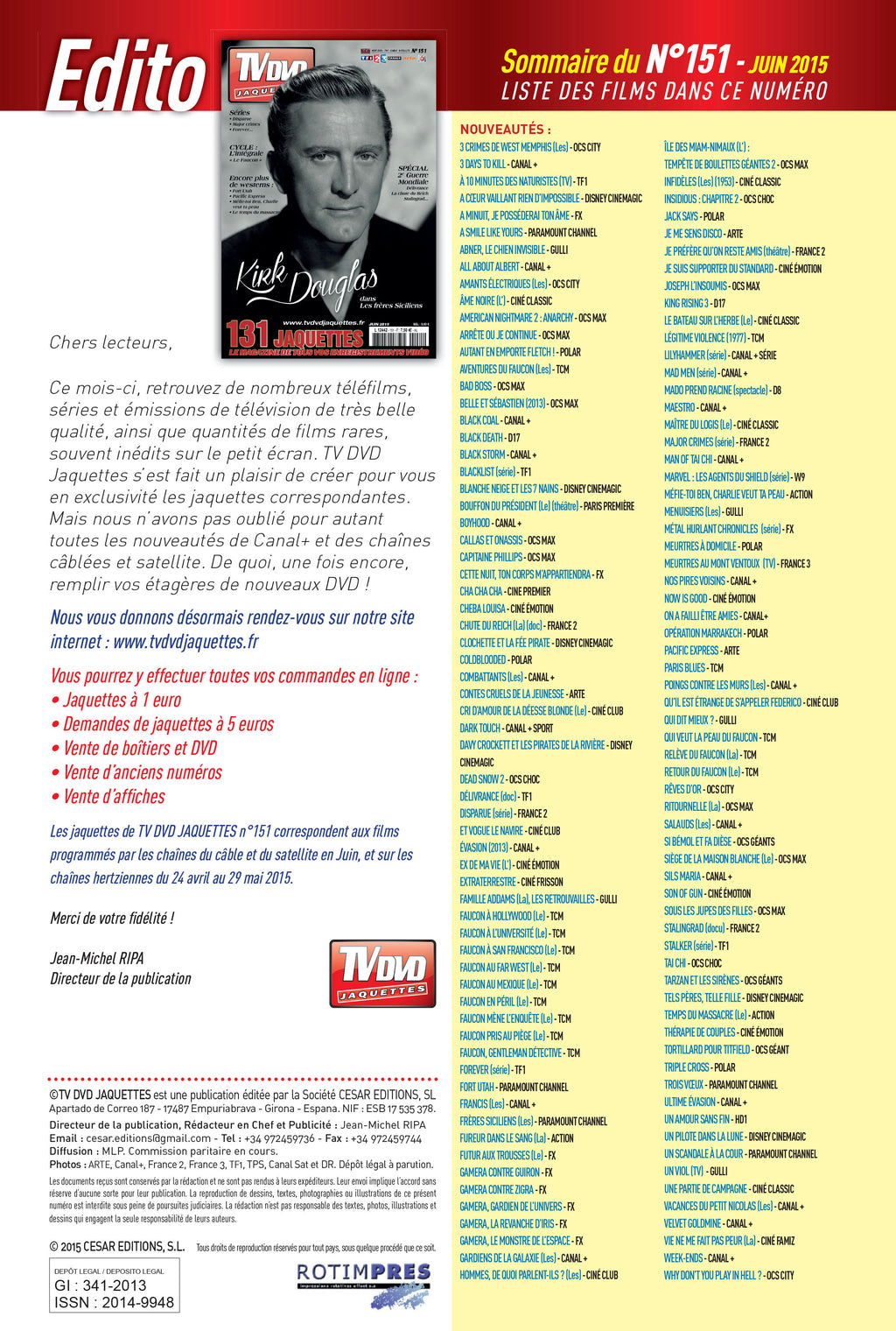TV DVD JAQUETTE N°151