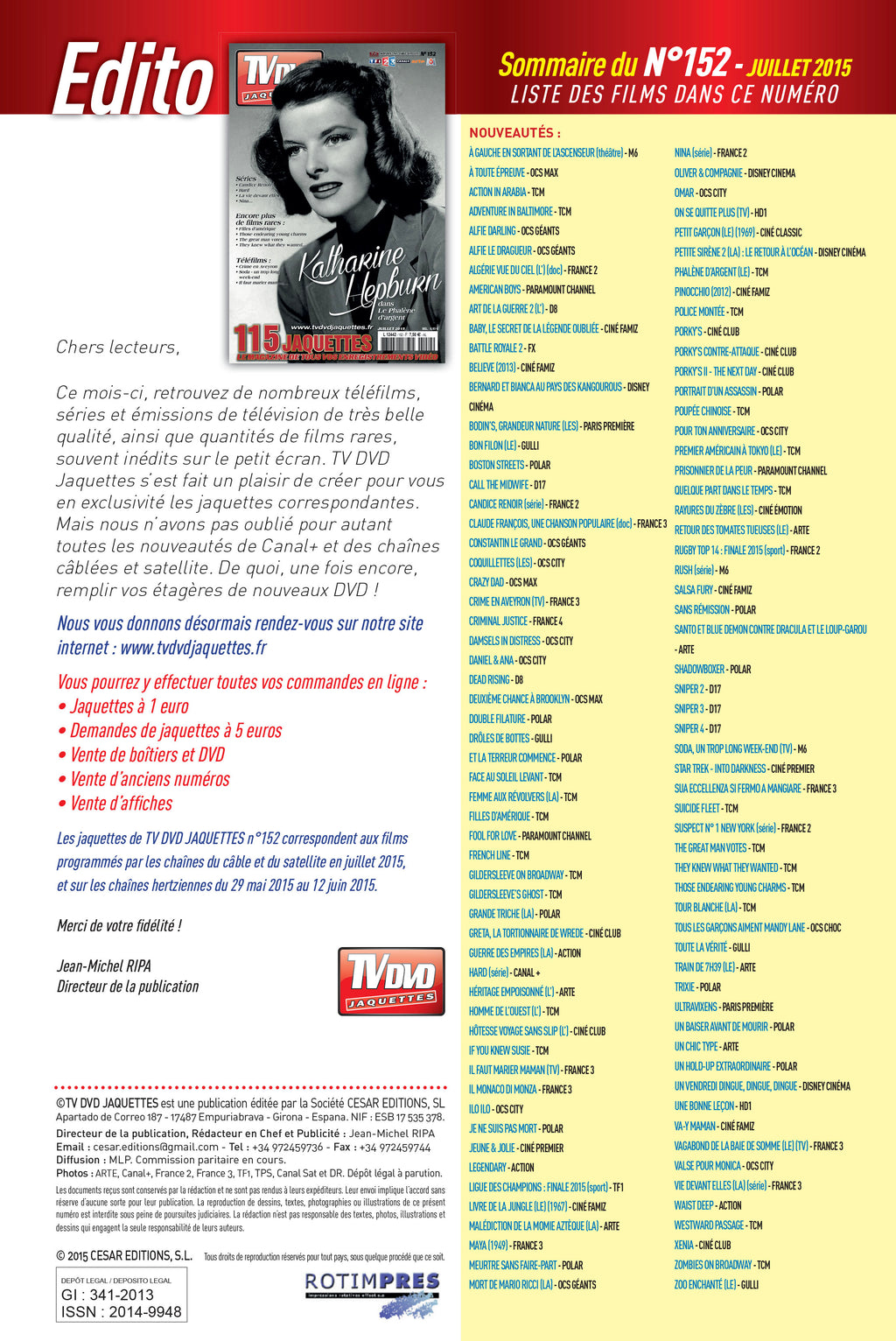 TV DVD JAQUETTE N°152