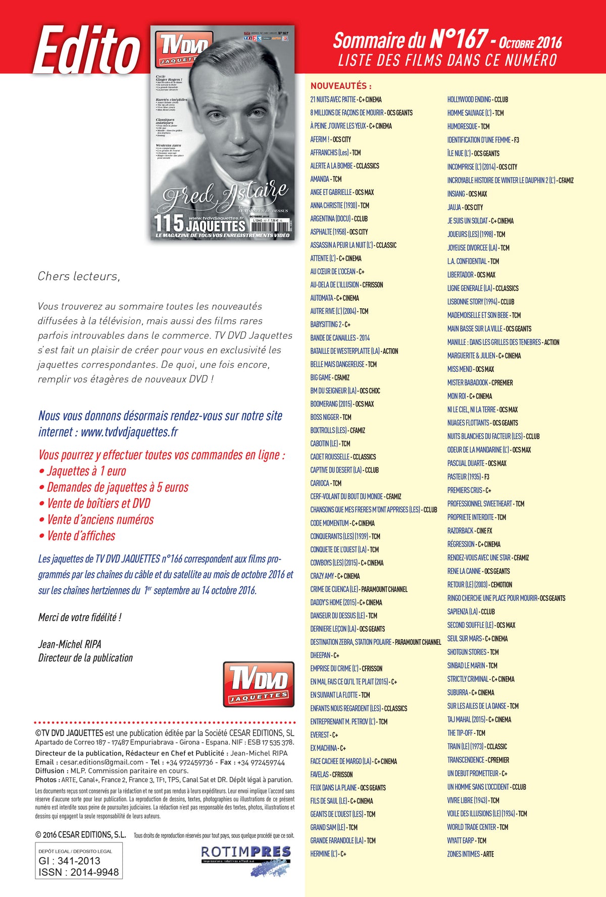 TV DVD JAQUETTE N°167