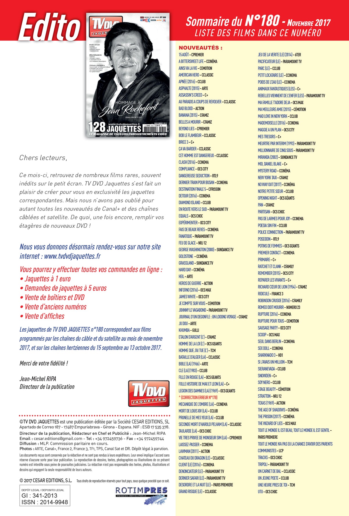 TV DVD JAQUETTE N°180