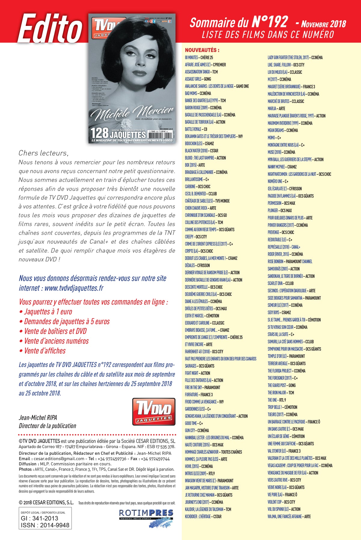 TV DVD JAQUETTE N°192