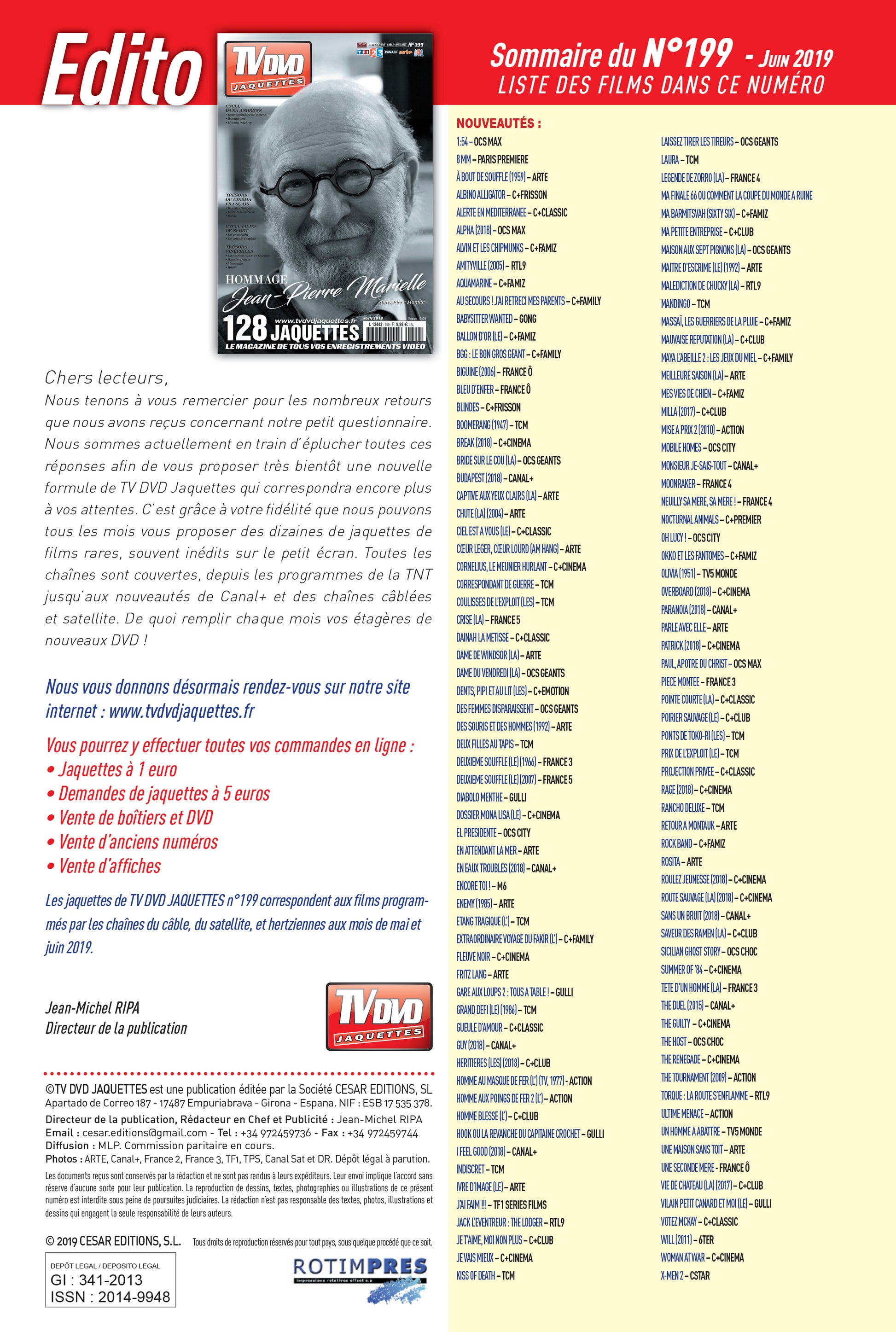 TV DVD JAQUETTE N°199