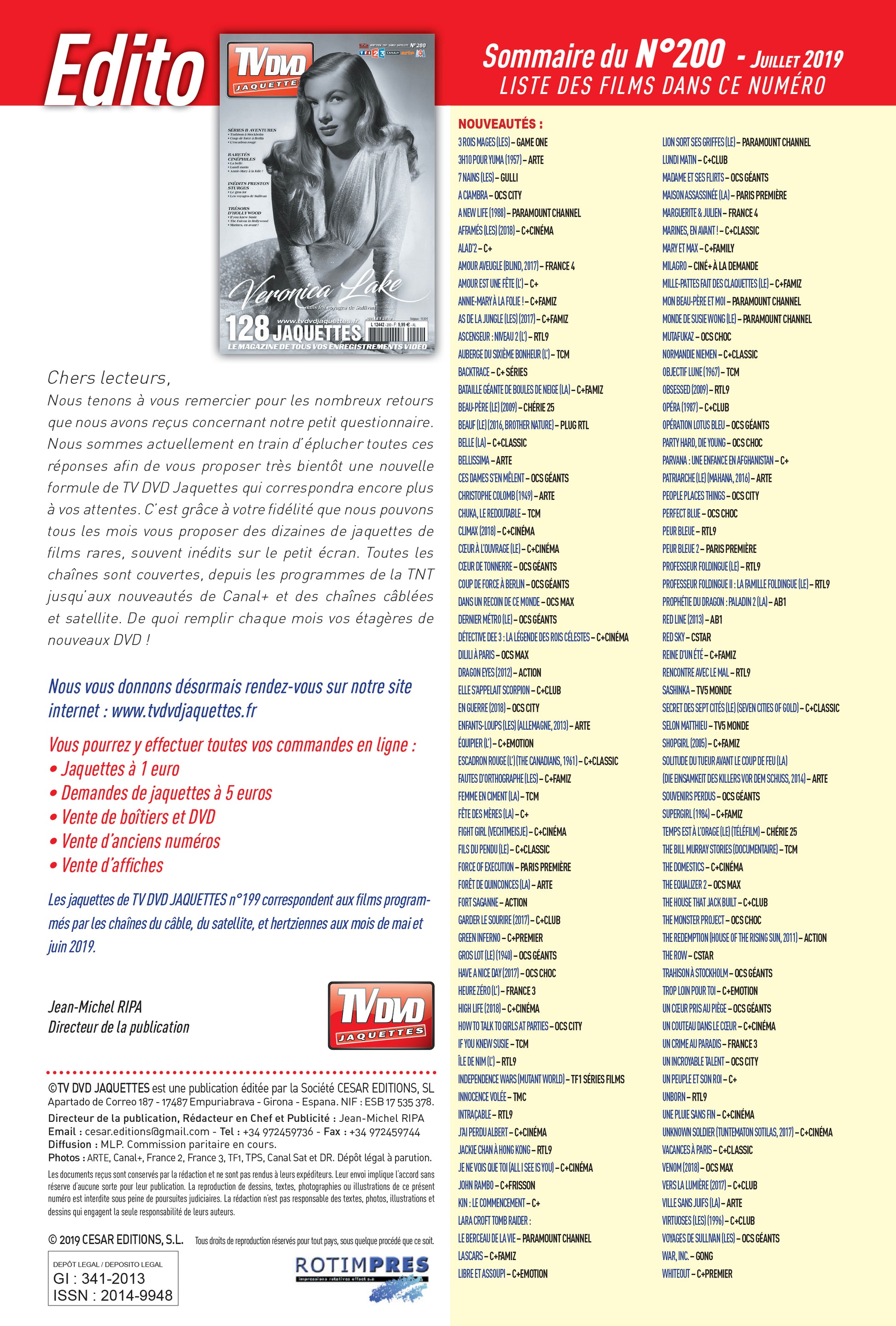 TV DVD JAQUETTE N°200