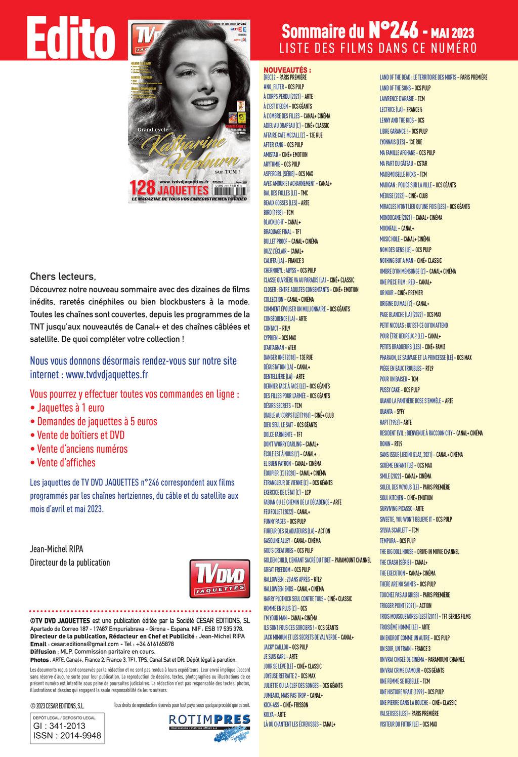 TV DVD JAQUETTE N°247