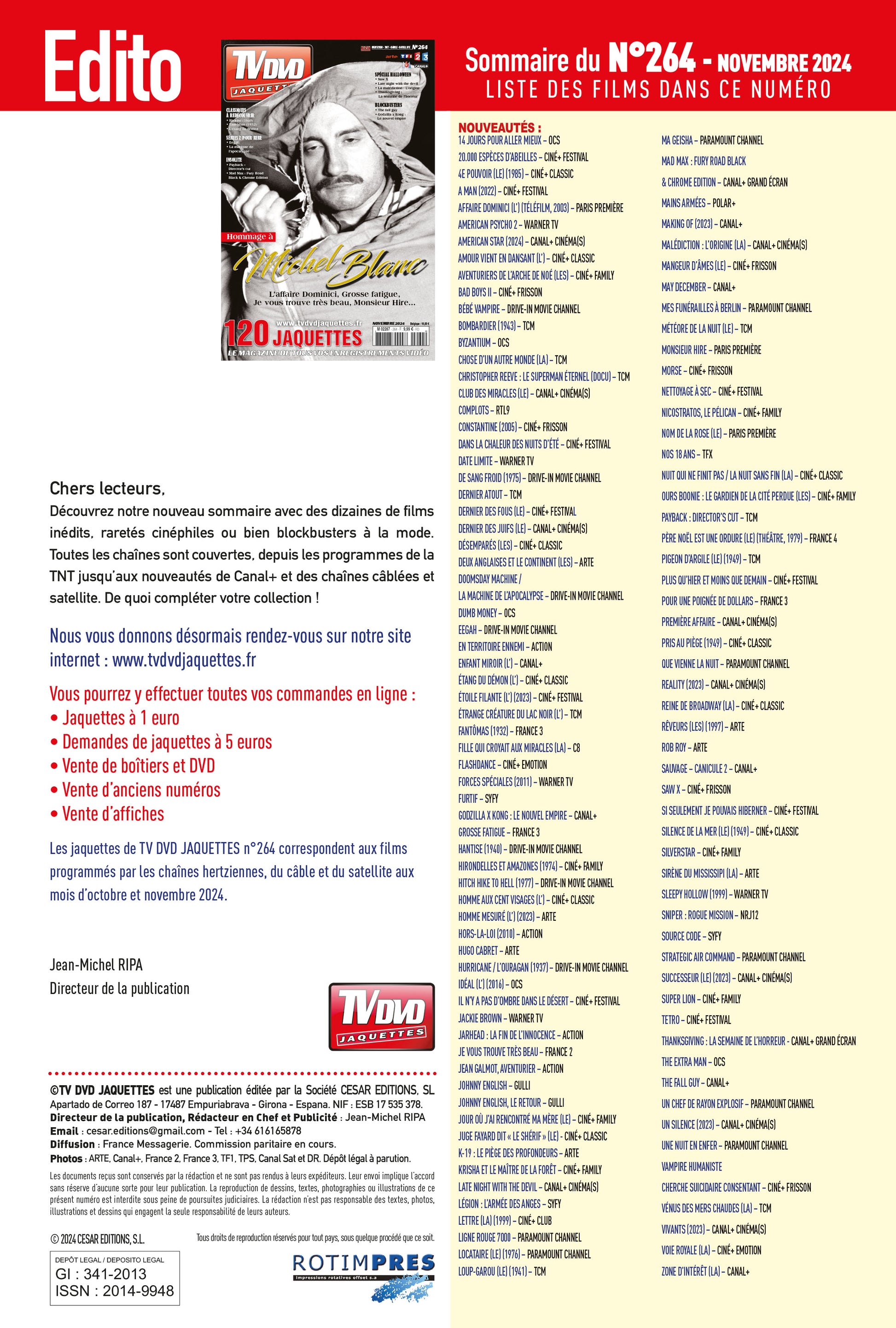 TV DVD JAQUETTE N°264