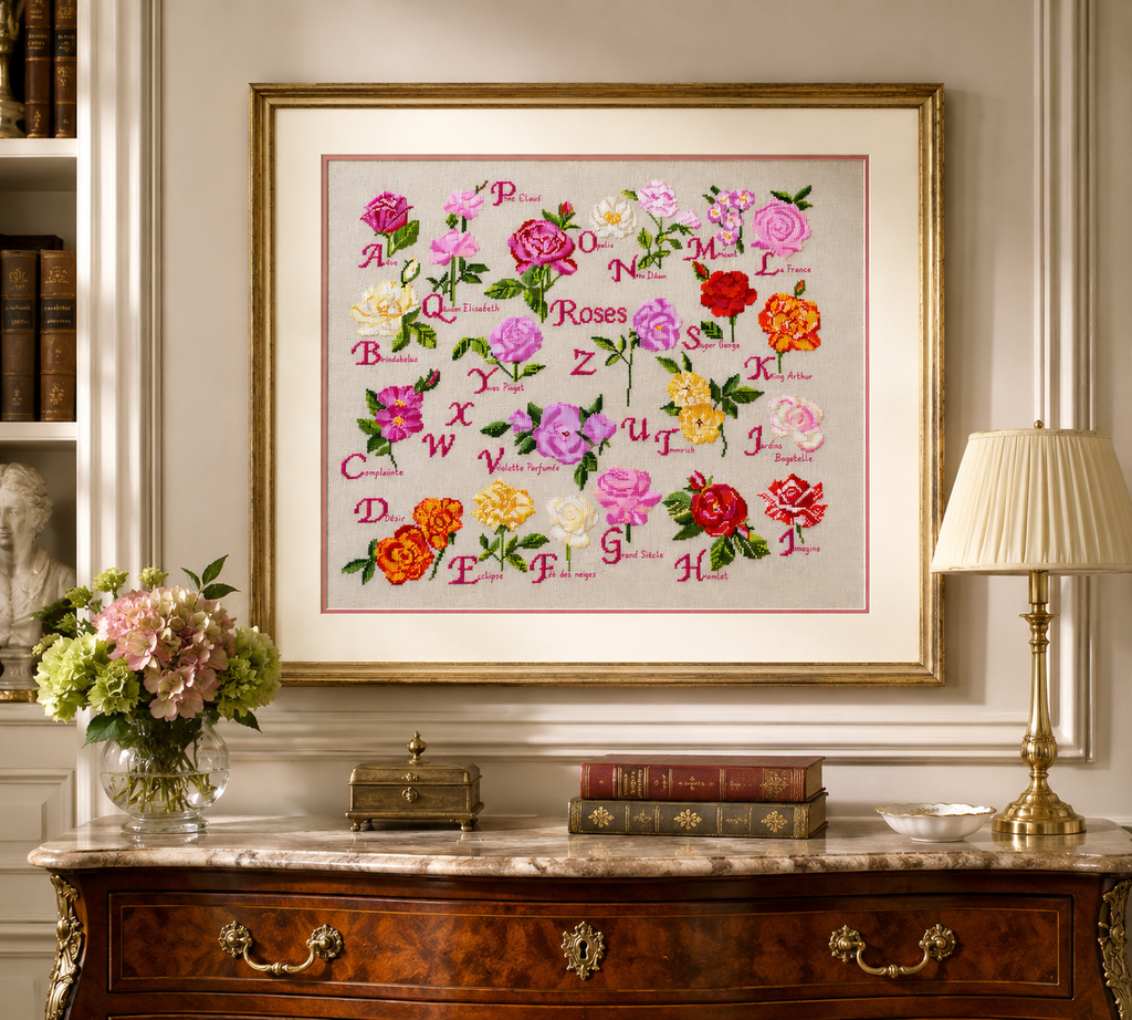 Mook broderie : plus de 15 projets floraux exclusifs au point de croix. Coussins, nappes, cartes et accessoires inspirés du langage des fleurs.