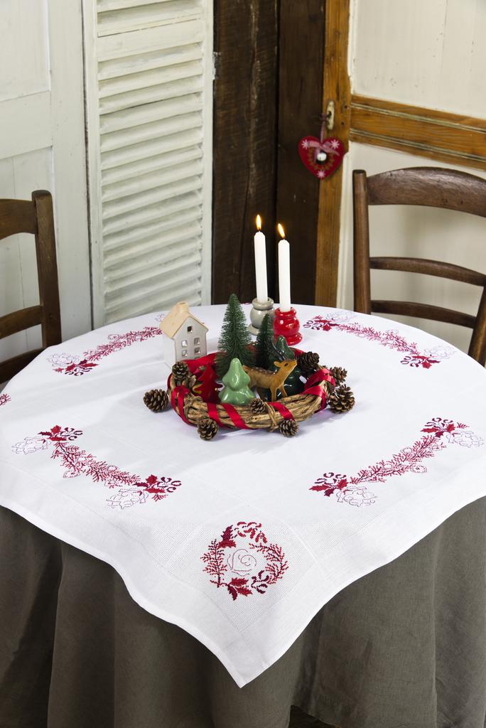 Nappe branche  encadrée & cœur Noël