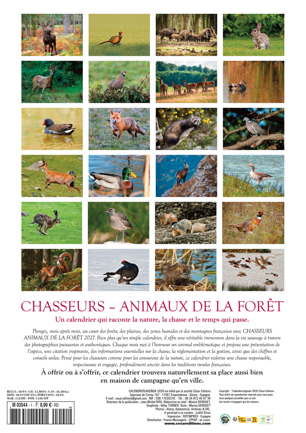 Découvrez le Calendrier 2027 Chasseurs : cerfs, sangliers, chevreuils et faune sauvage au fil des saisons. Pour les amoureux de la nature et du monde de la chasse.
