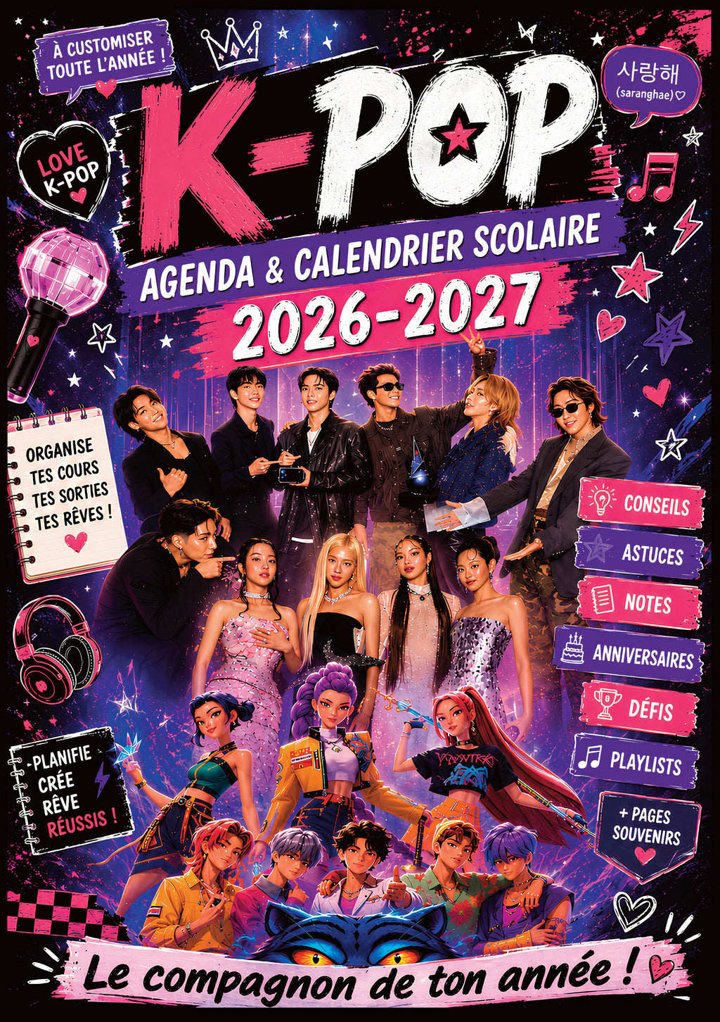 Découvrez le Calendrier 2027 K-POP : un agenda scolaire 2026-2027 pour planifier, créer et rêver au rythme de la K-POP. Idéal pour les fans de musique coréenne.